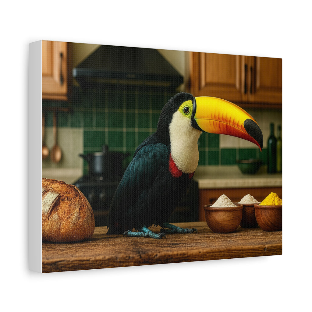 Toucan Chef Canvas Wall Art — Matte Stretched Toucan Kitchen Print