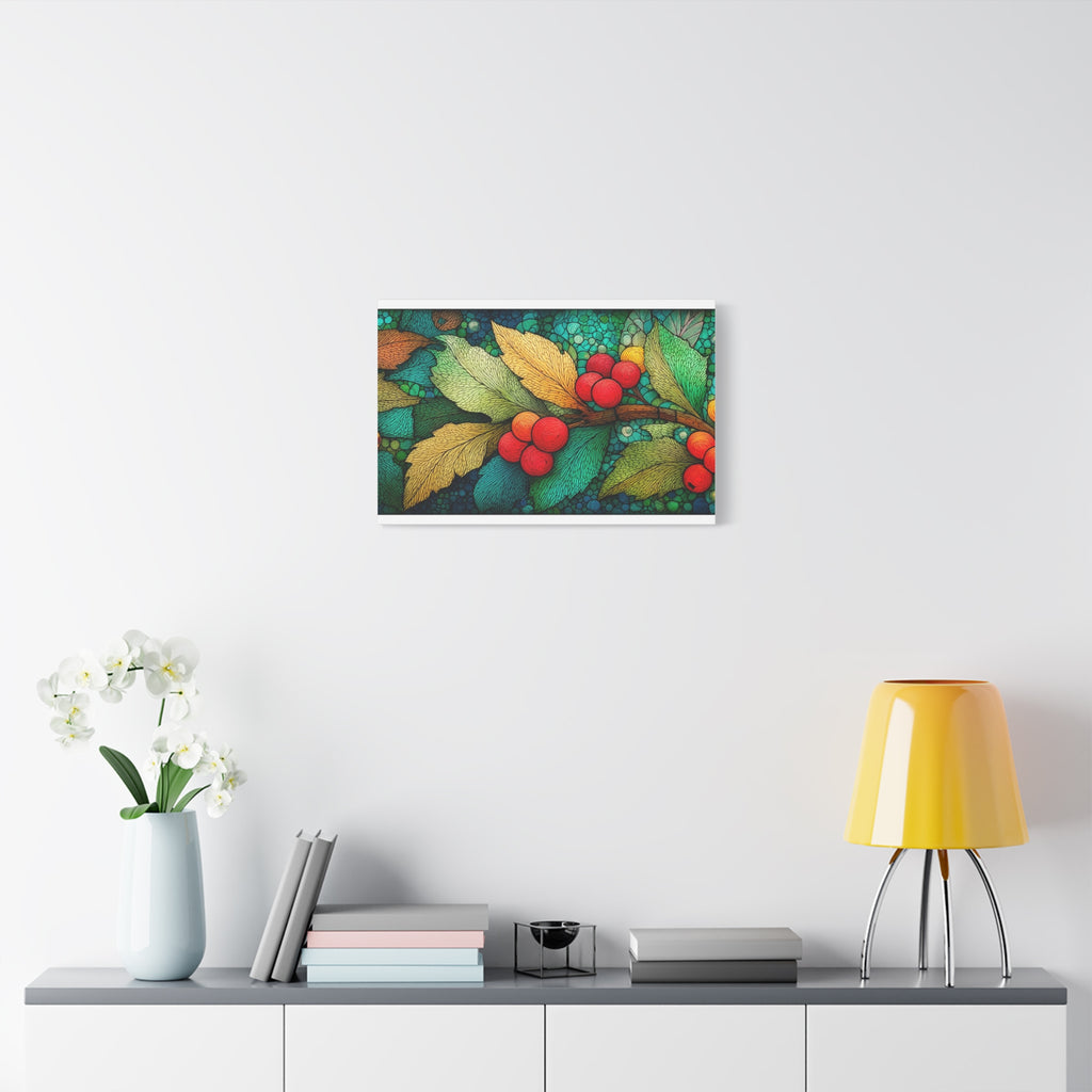 Holiday Berries Matte Canvas Wall Art — Stretched Botanical Print