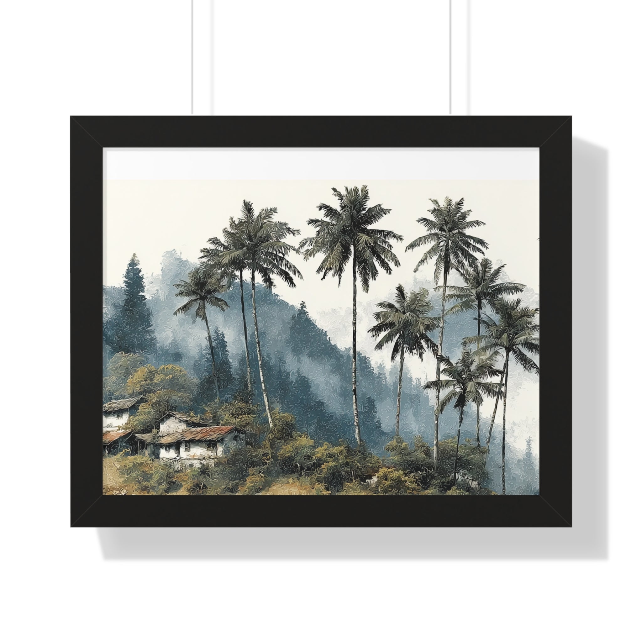Tropical Palm Landscape Framed Poster — Serene Coastal Palm Trees Wall Art