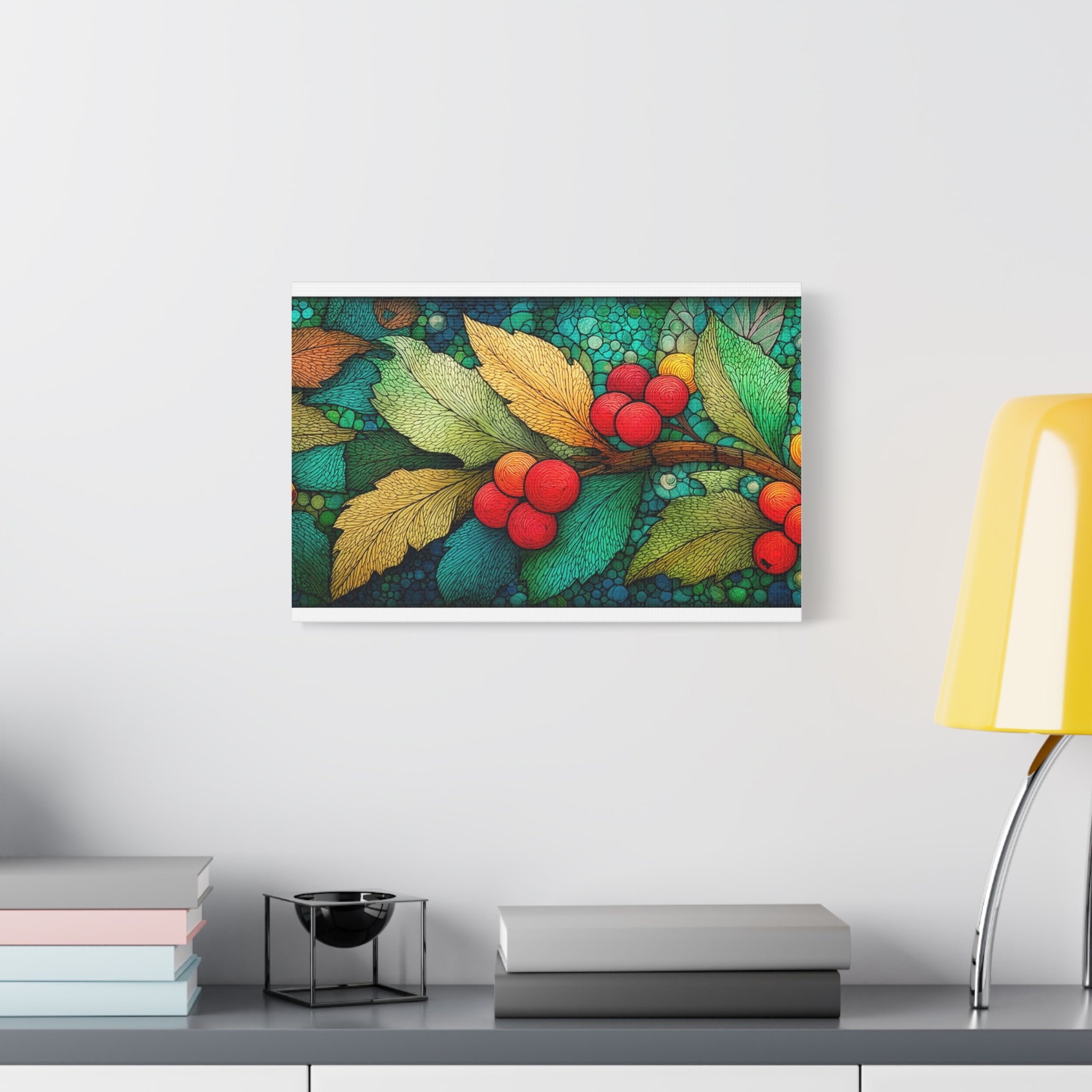 Holiday Berries Matte Canvas Wall Art — Stretched Botanical Print