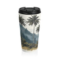 Travel Mug — Tropical Watercolor Palm Beach Stainless Steel Tumbler