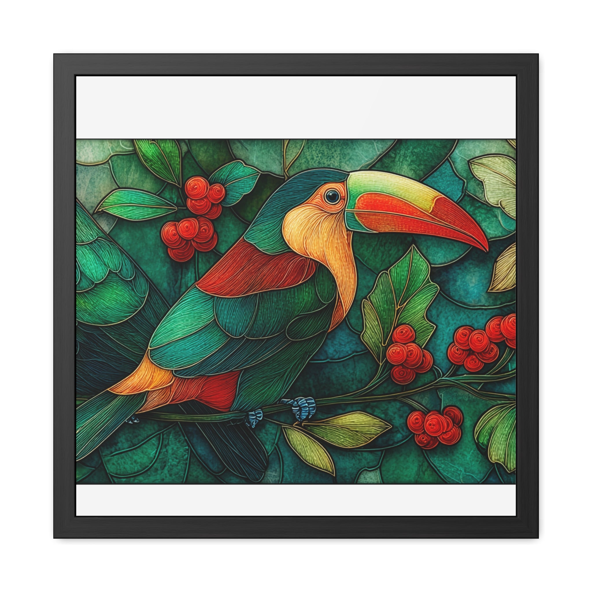 Toucan Jungle Framed Poster — Colorful Tropical Bird Wall Art