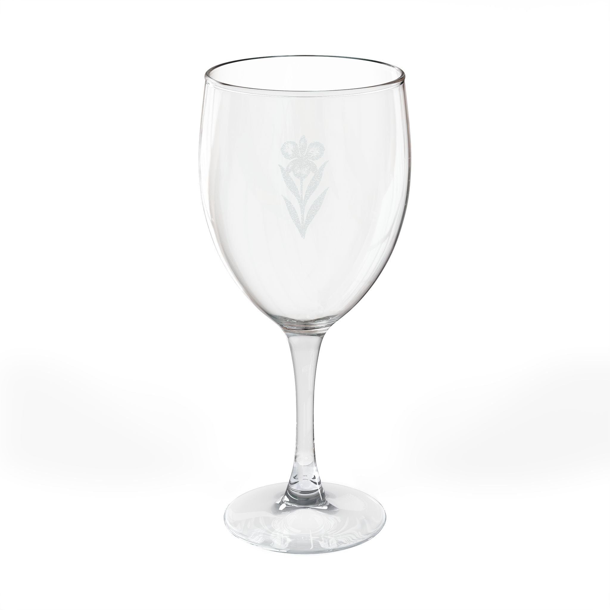 Cattleya Trianae Etched Wine Goblet - Engraved 10.5oz Wine Glass