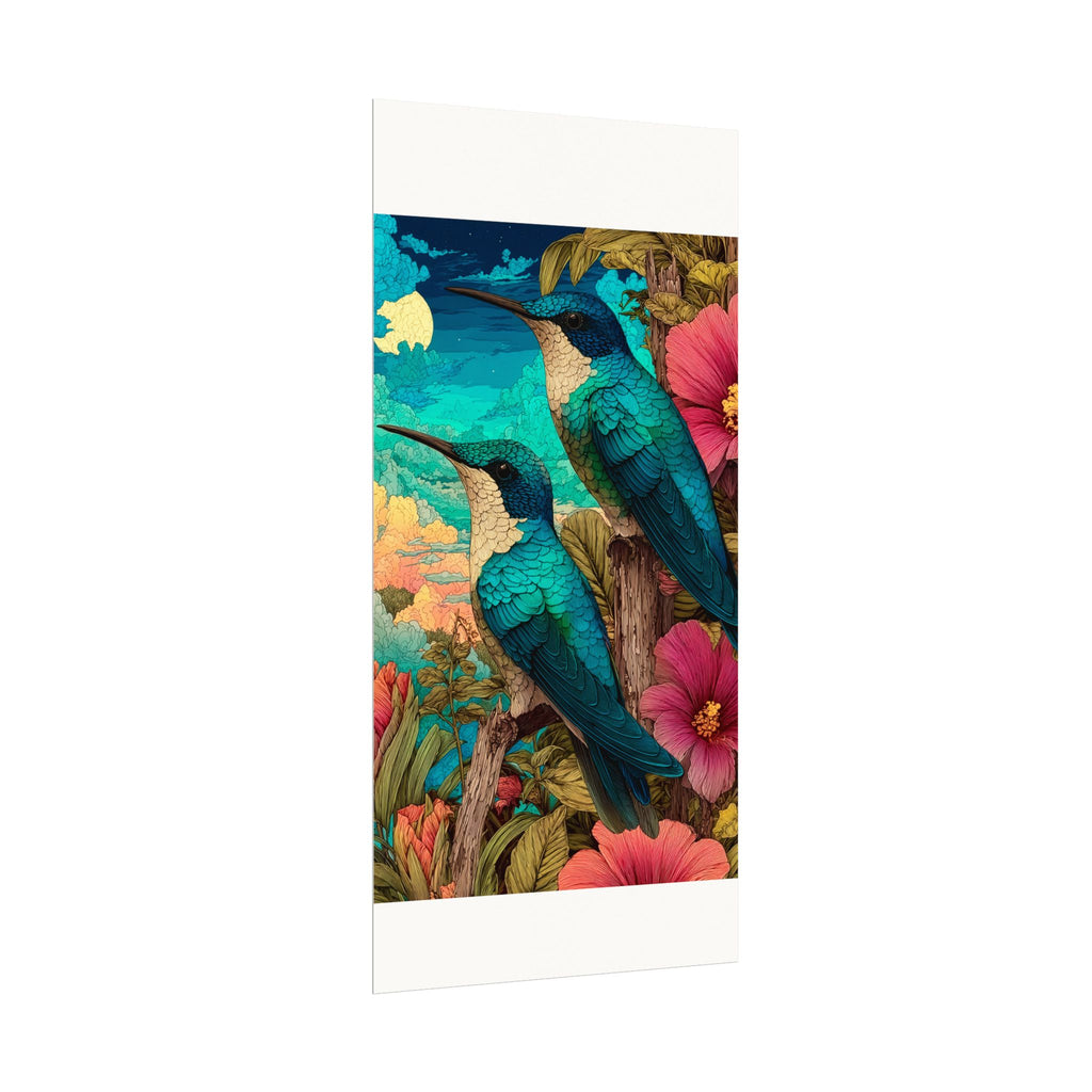 Hummingbird Watercolor Art Poster — Textured Matte Nature Print