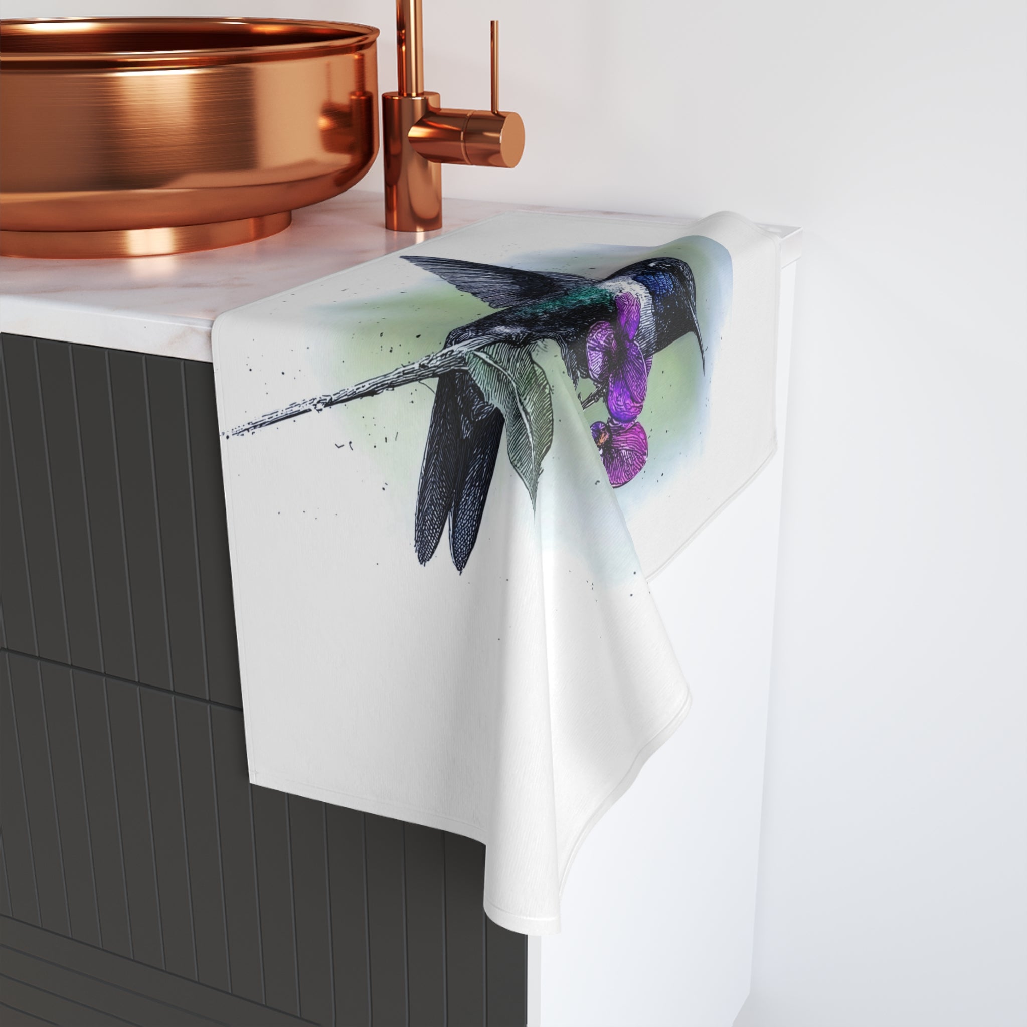 Hummingbird Kitchen Hand Towel — "Hummingbirds to help you cook and clean up"