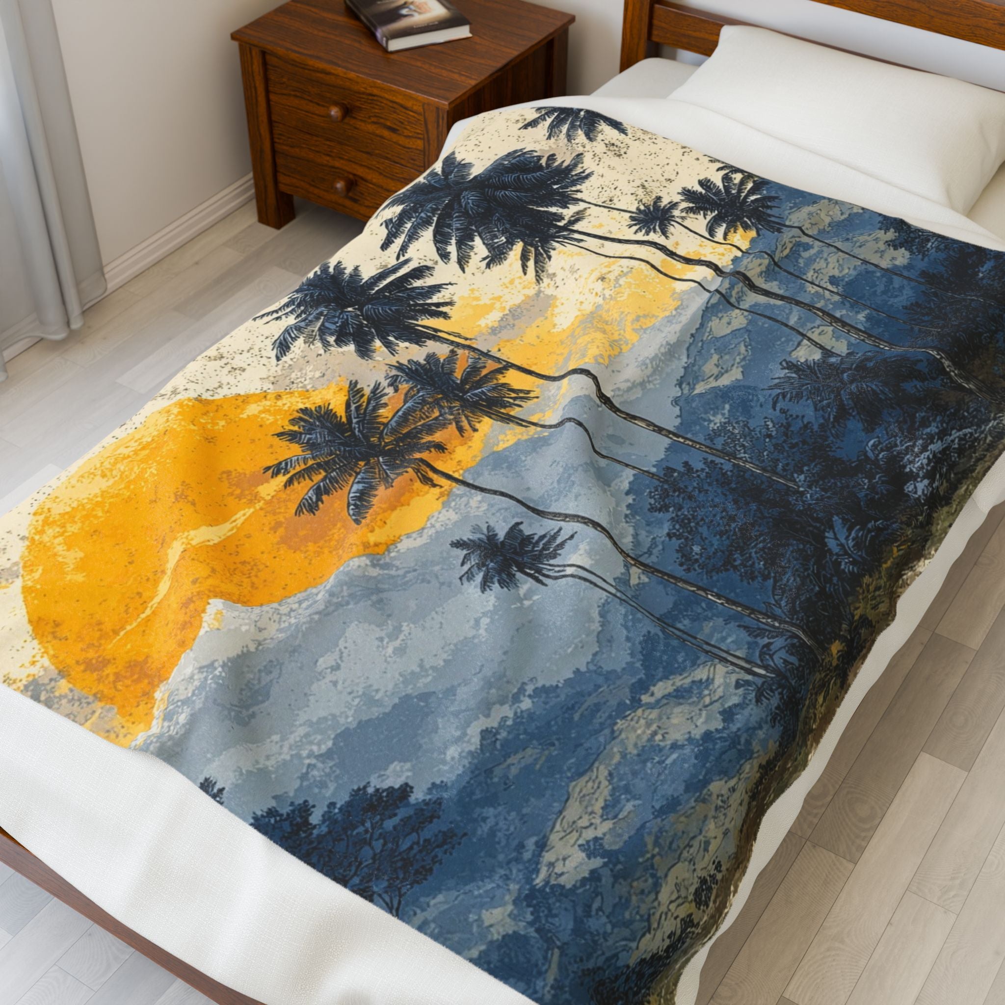 Sunset Velveteen Plush Blanket — Beautiful Sunset Design, Cozy Throw