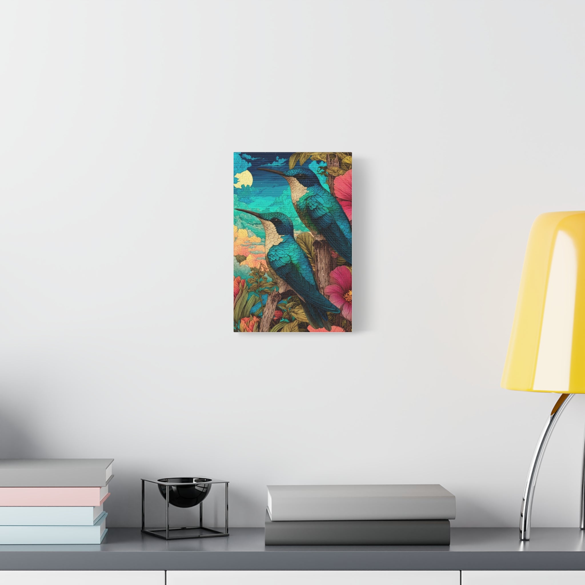 Hummingbird Botanical Canvas Print — Vibrant Tropical Wall Art
