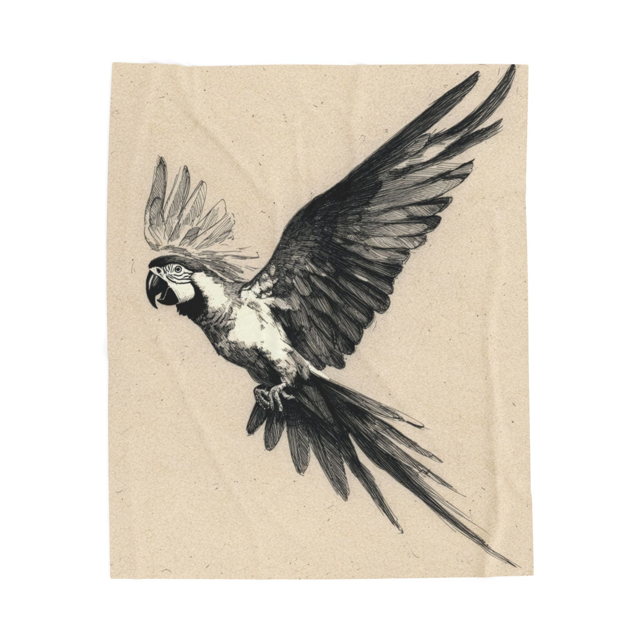 Parrot Flight Velveteen Plush Blanket — Soft Tropical Bird Throw