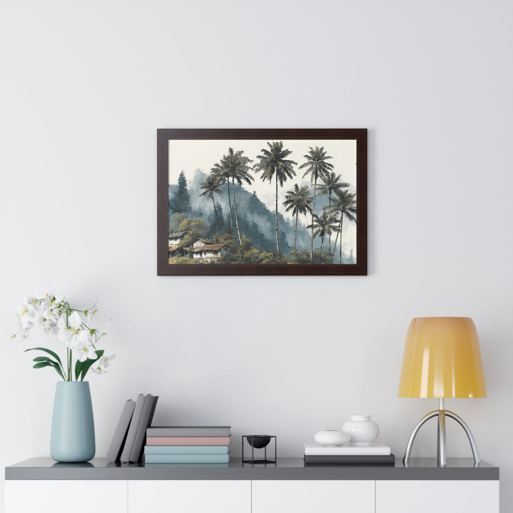 Tropical Palm Landscape Framed Print — Serene Coastal Palm Trees Wall Art