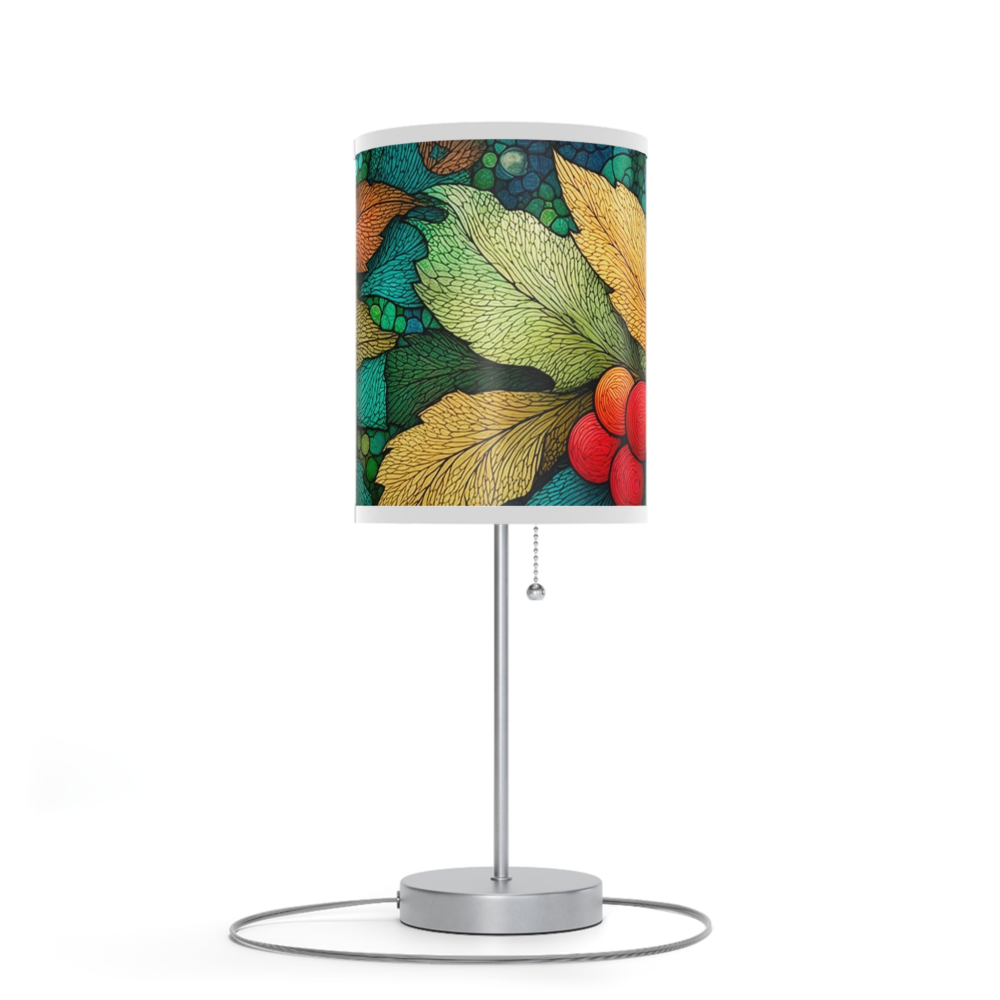 Botanical Berry Table Lamp — Colorful Nature Print Lamp on Stand (US/CA Plug)