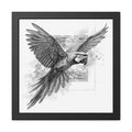 Framed Print — Black & White Flying Macaw Art Print