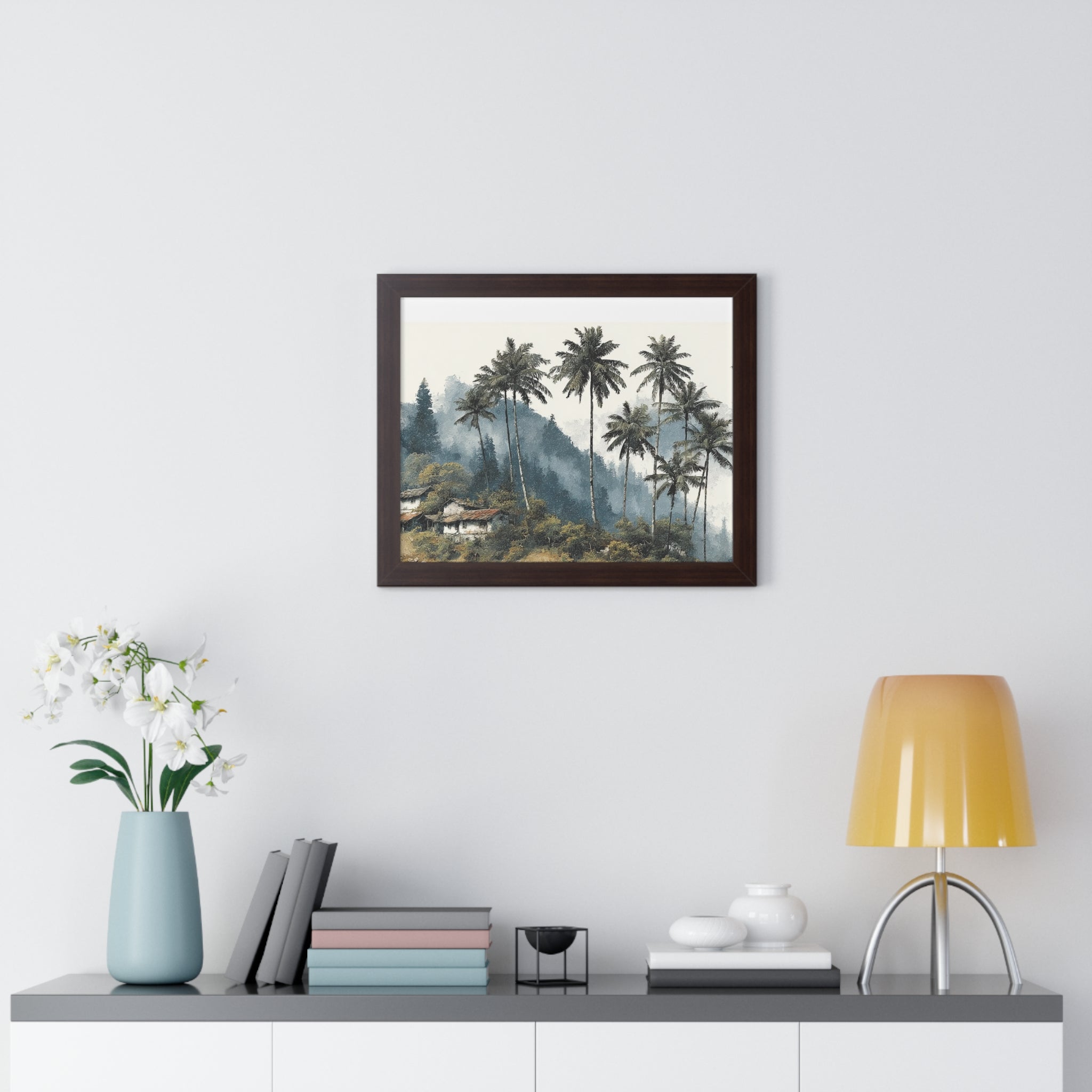 Tropical Palm Landscape Framed Print — Serene Coastal Palm Trees Wall Art