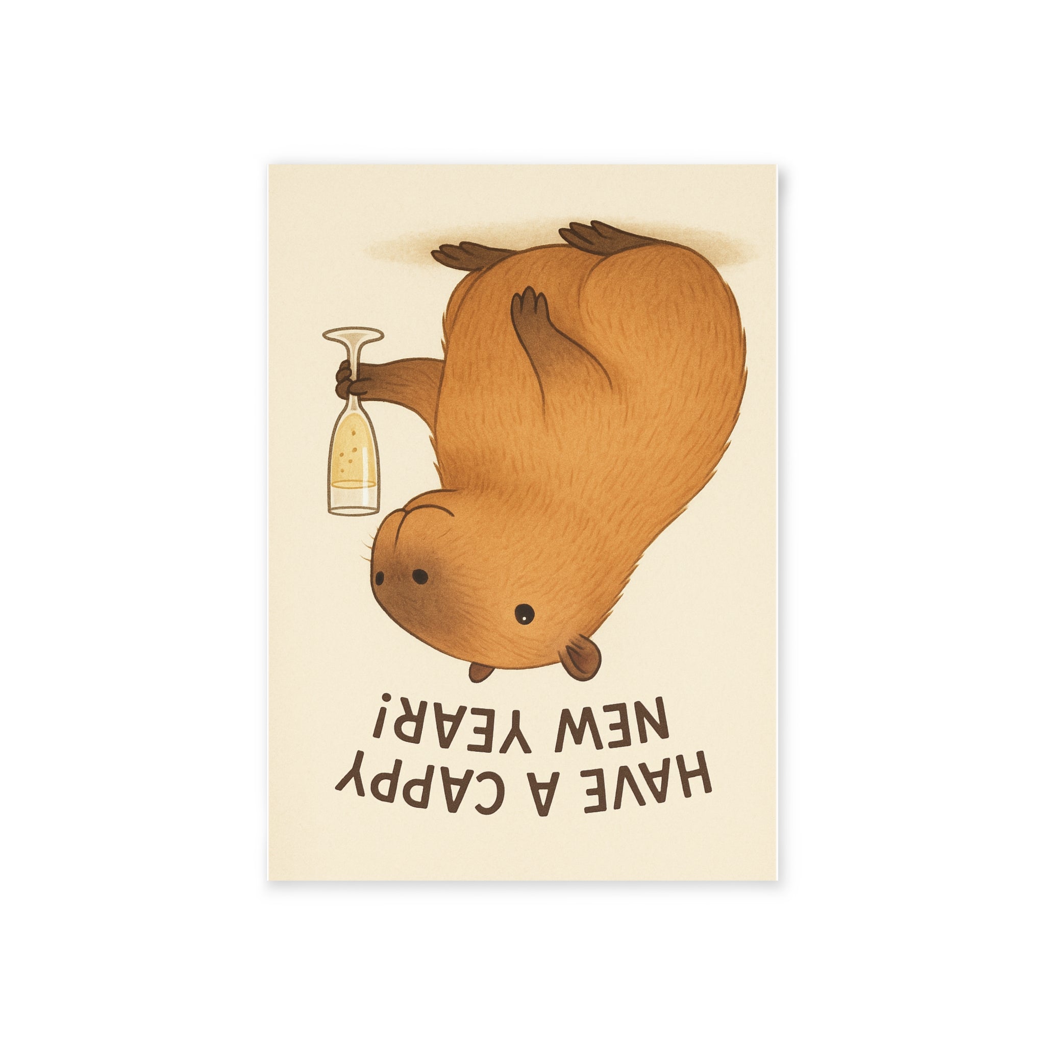 Have a Cappy New Year! Cute Capybara New Year Holiday Card