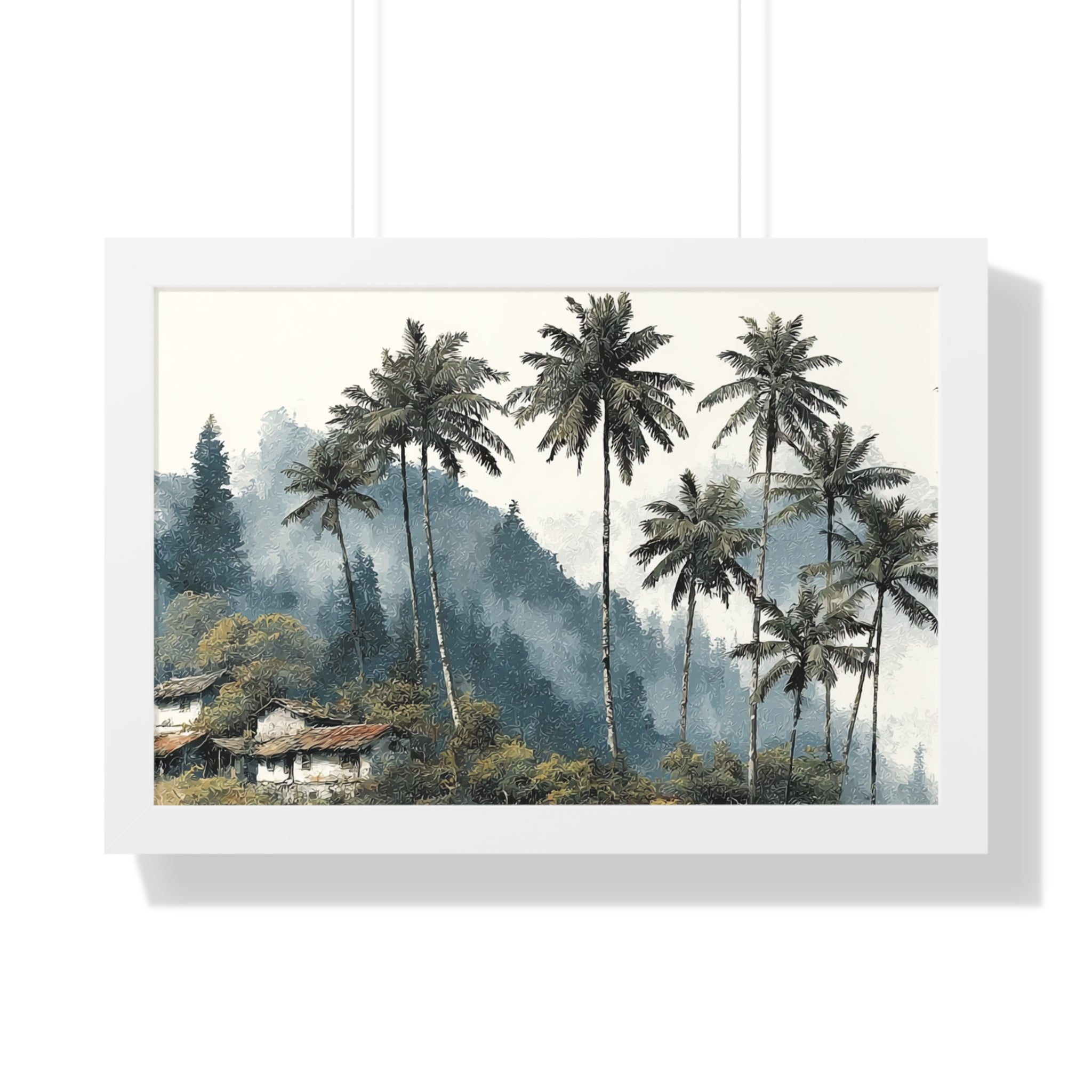 Tropical Palm Landscape Framed Poster — Serene Coastal Palm Trees Wall Art