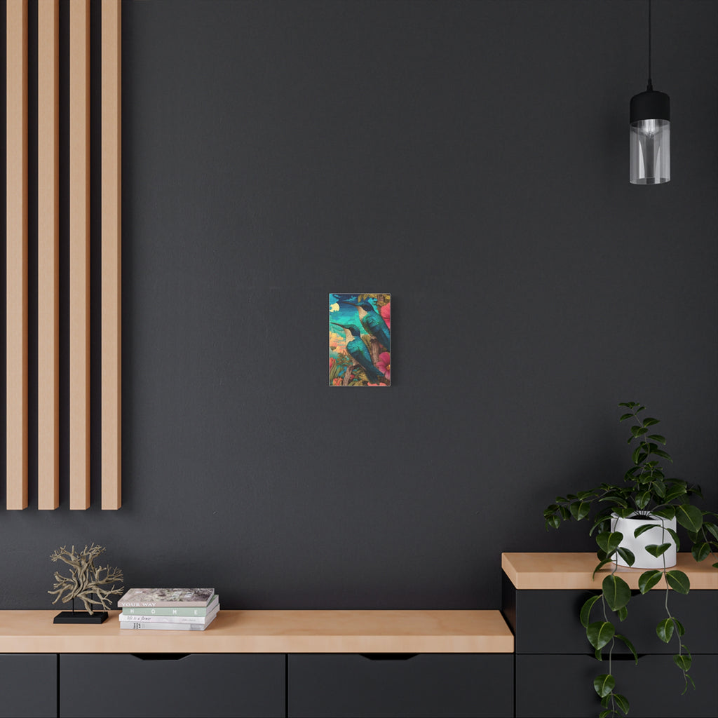 Hummingbird Botanical Canvas Print — Vibrant Tropical Wall Art