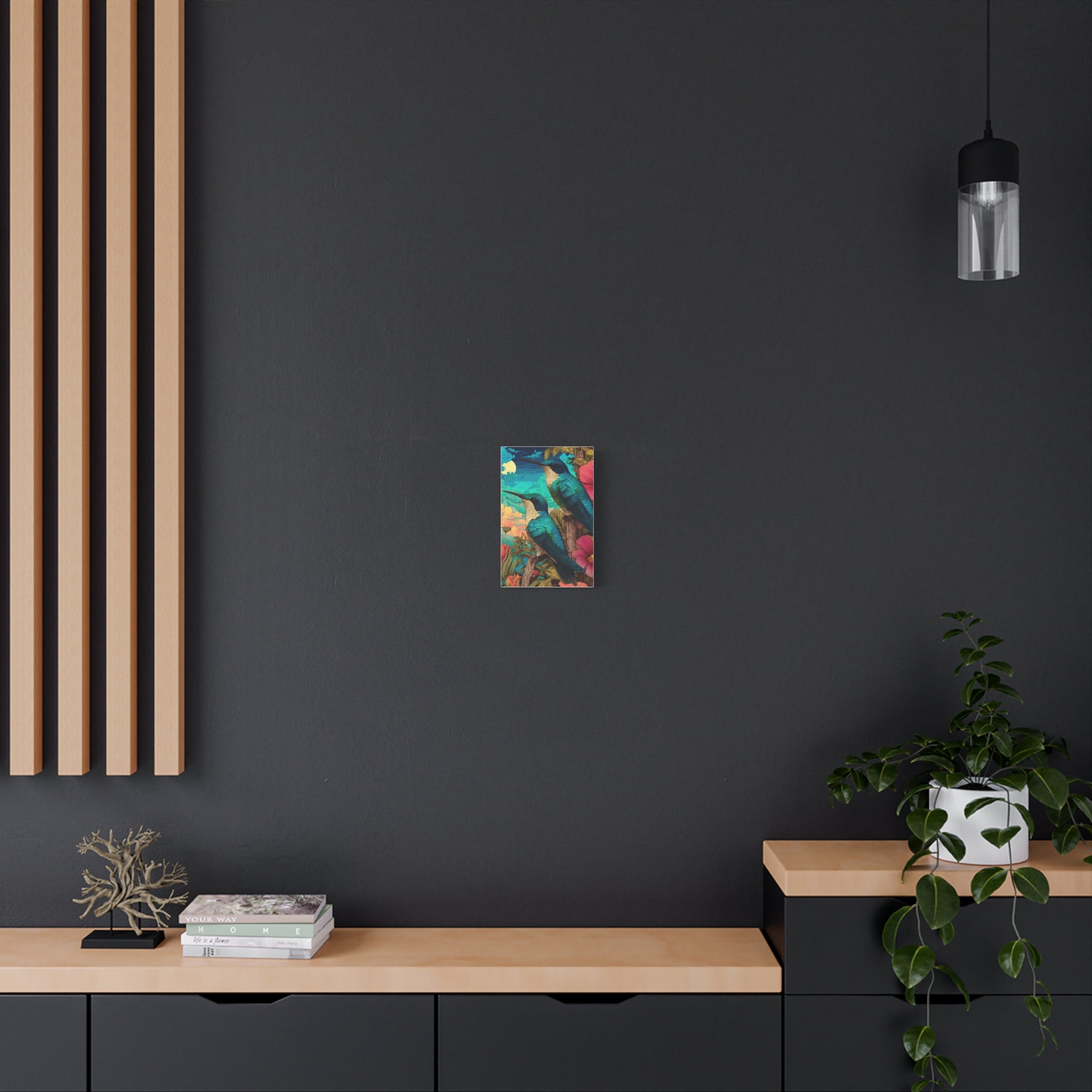 Hummingbird Botanical Canvas Print — Vibrant Tropical Wall Art