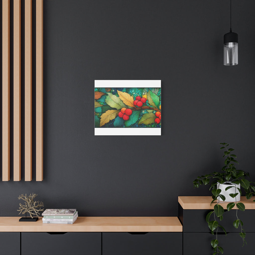 Holiday Berries Matte Canvas Wall Art — Stretched Botanical Print
