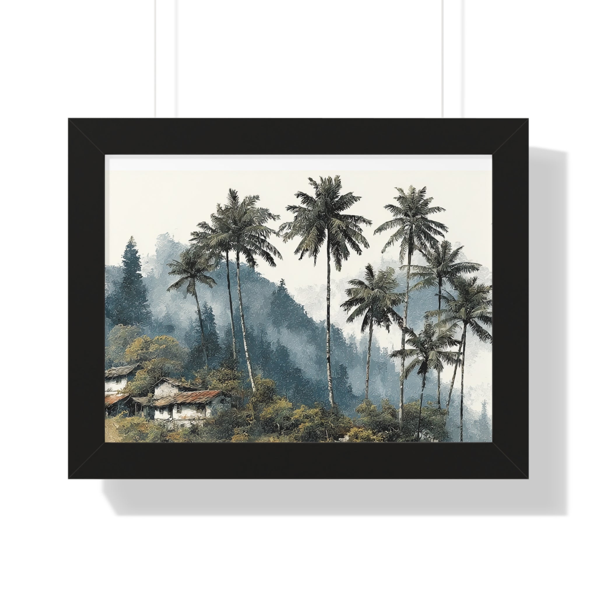 Tropical Palm Landscape Framed Poster — Serene Coastal Palm Trees Wall Art