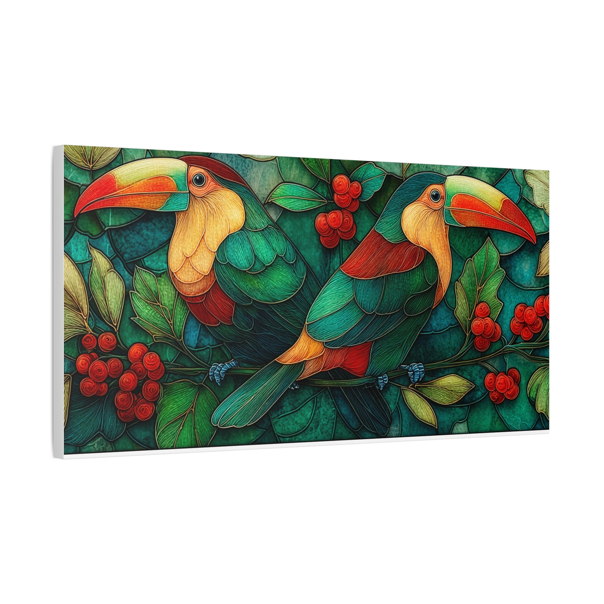 Festive Holliday Tropical Toucan Matte Canvas Wall Art — Stretched 1.25"