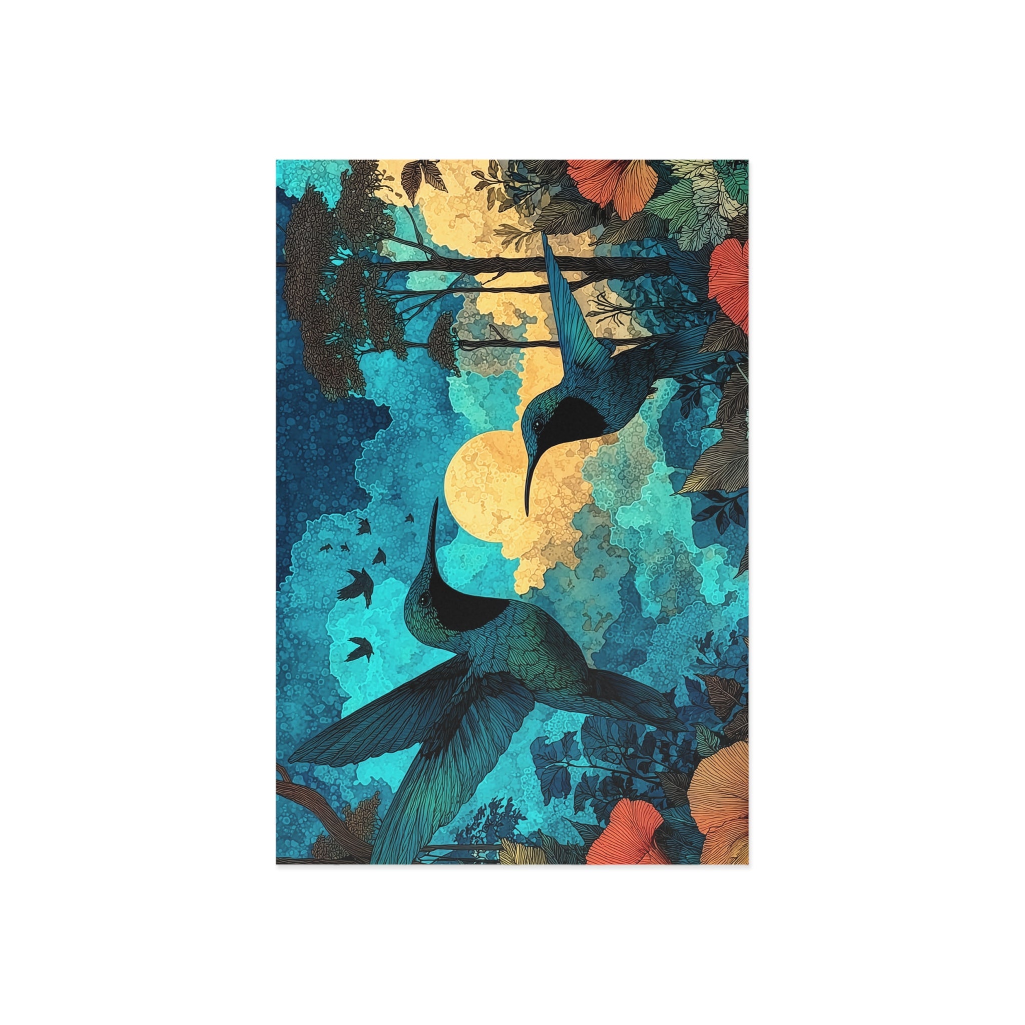 Fine Art Postcards — Hummingbird Midnight Dance Scenic Art Cards (Set)