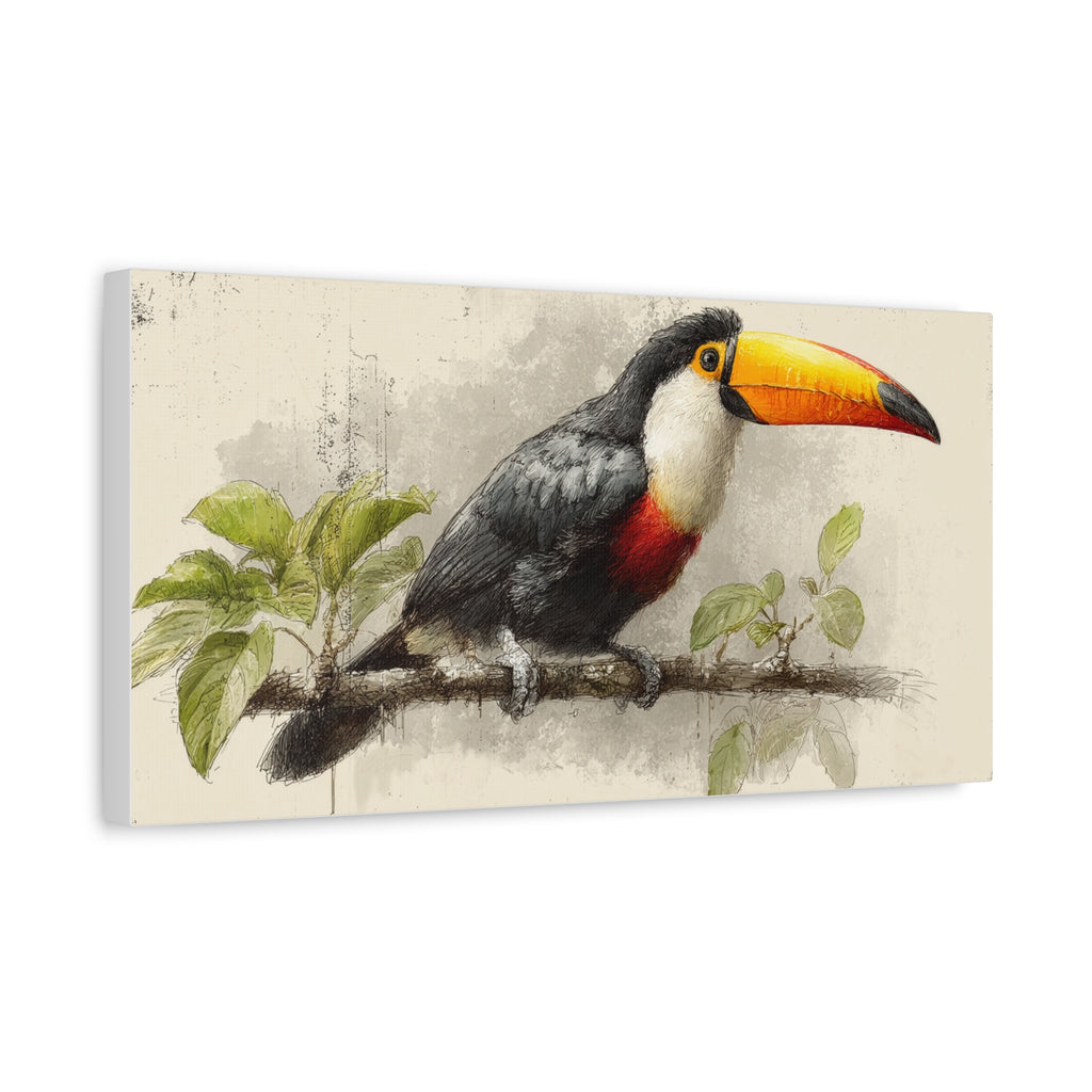 Toucan Canvas Wall Art — Tropical Bird Stretched Matte Print
