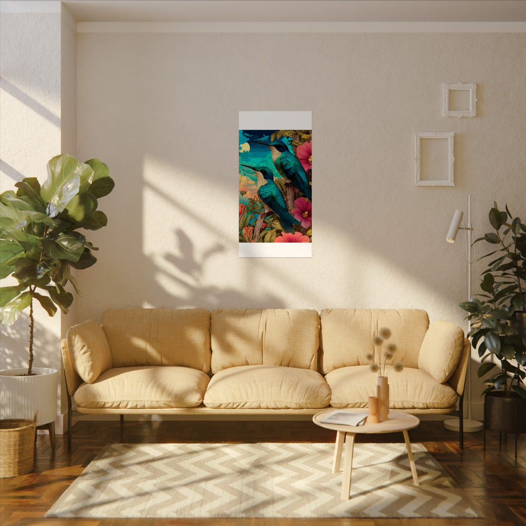 Hummingbird Watercolor Art Poster — Textured Matte Nature Print