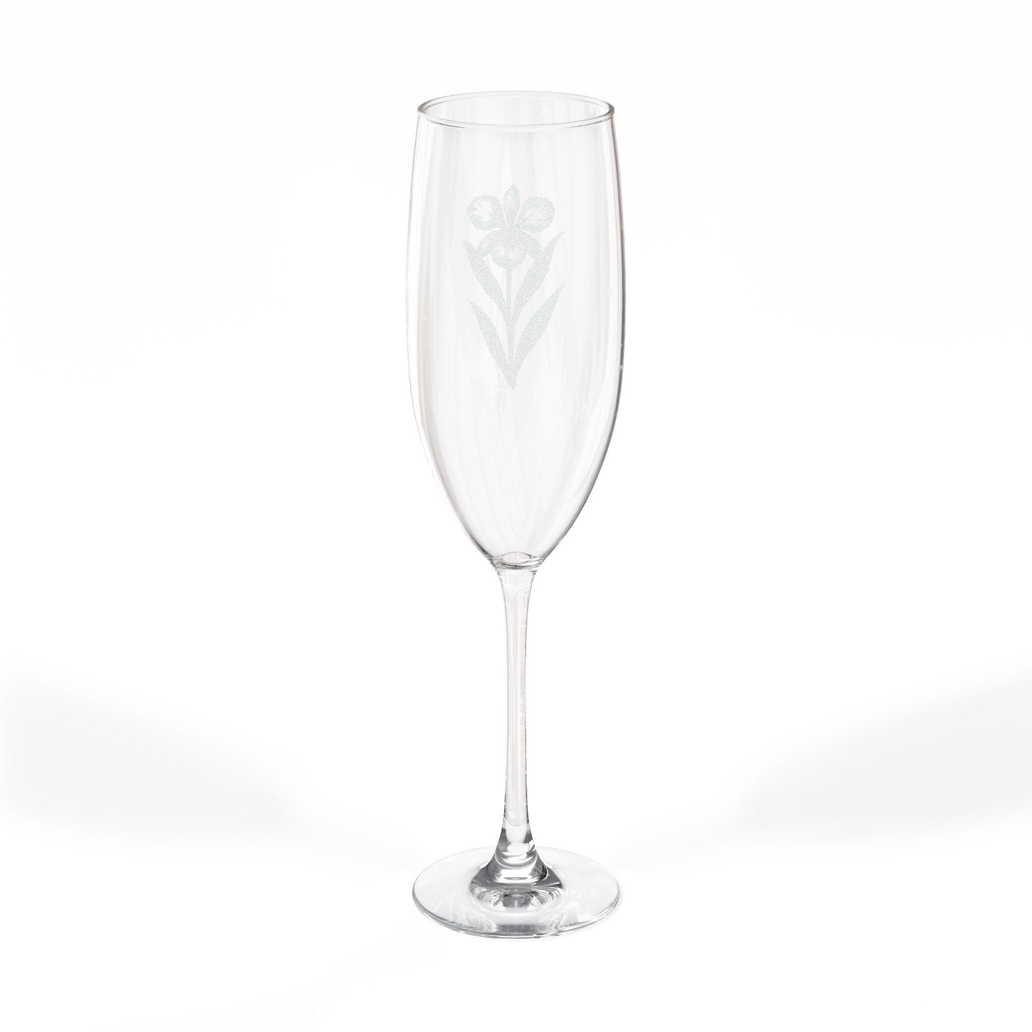 Engraved 8oz Champagne Flute — Elegant Cattleya Trianae Toasting Glass
