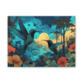 Hummingbirds Dancing in Jungle Moonlight — Matte Canvas Print