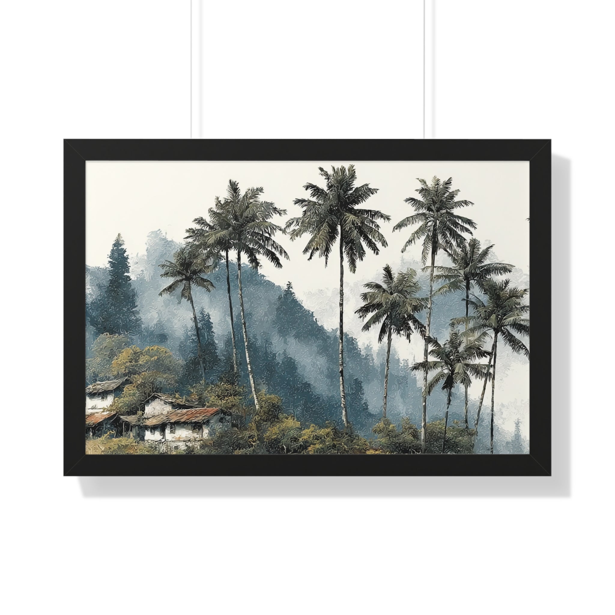 Tropical Palm Landscape Framed Poster — Serene Coastal Palm Trees Wall Art
