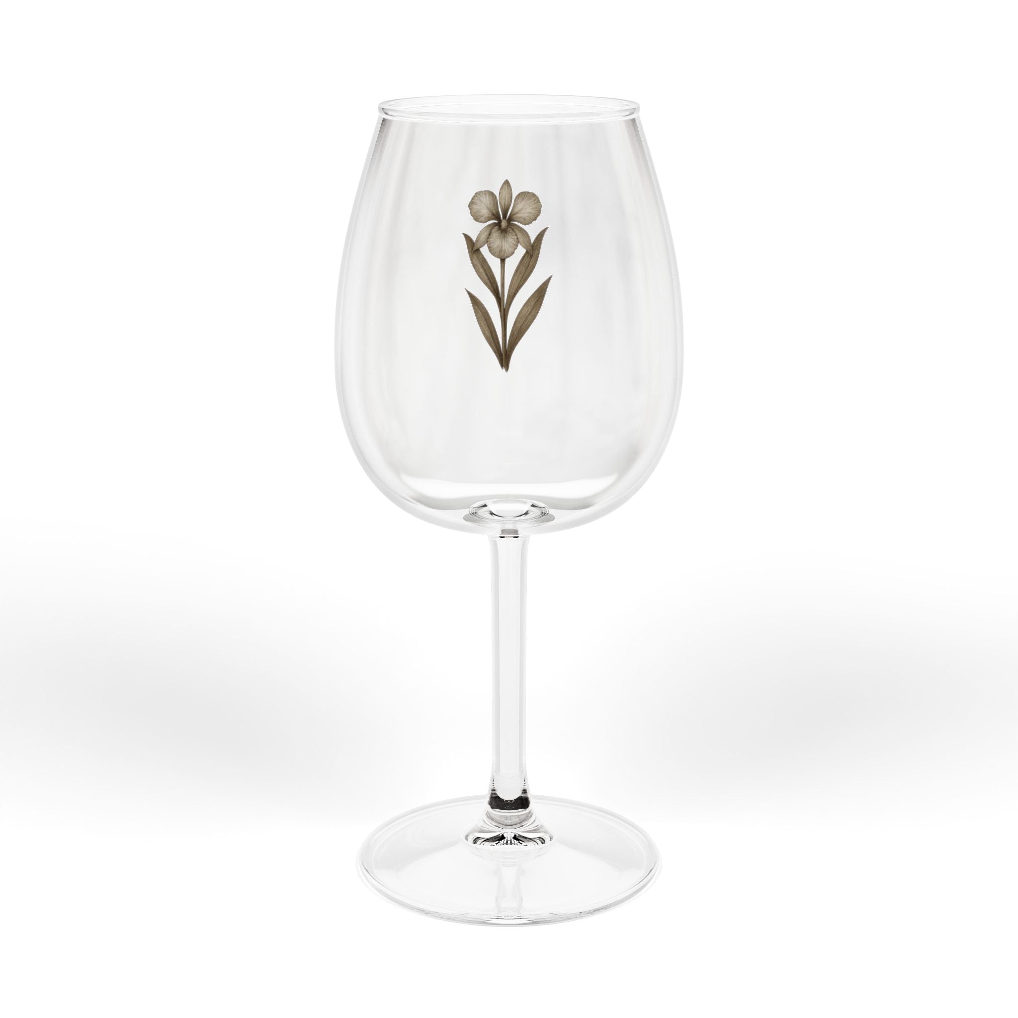 12oz Stemmed Wine Glass with Gold Floral Accent — Elegant Everyday Red & White Wine Glass