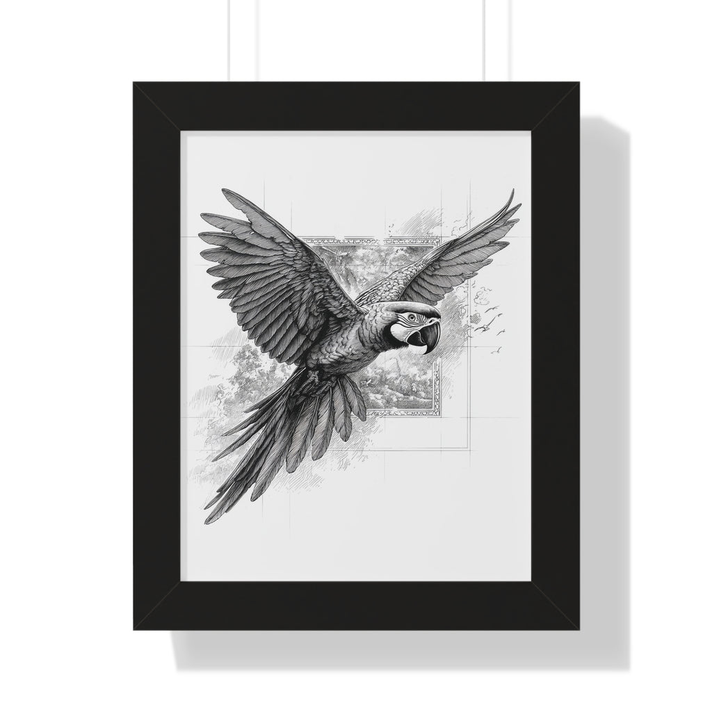 Framed Vertical Print -- Toucan Pencil Drawing