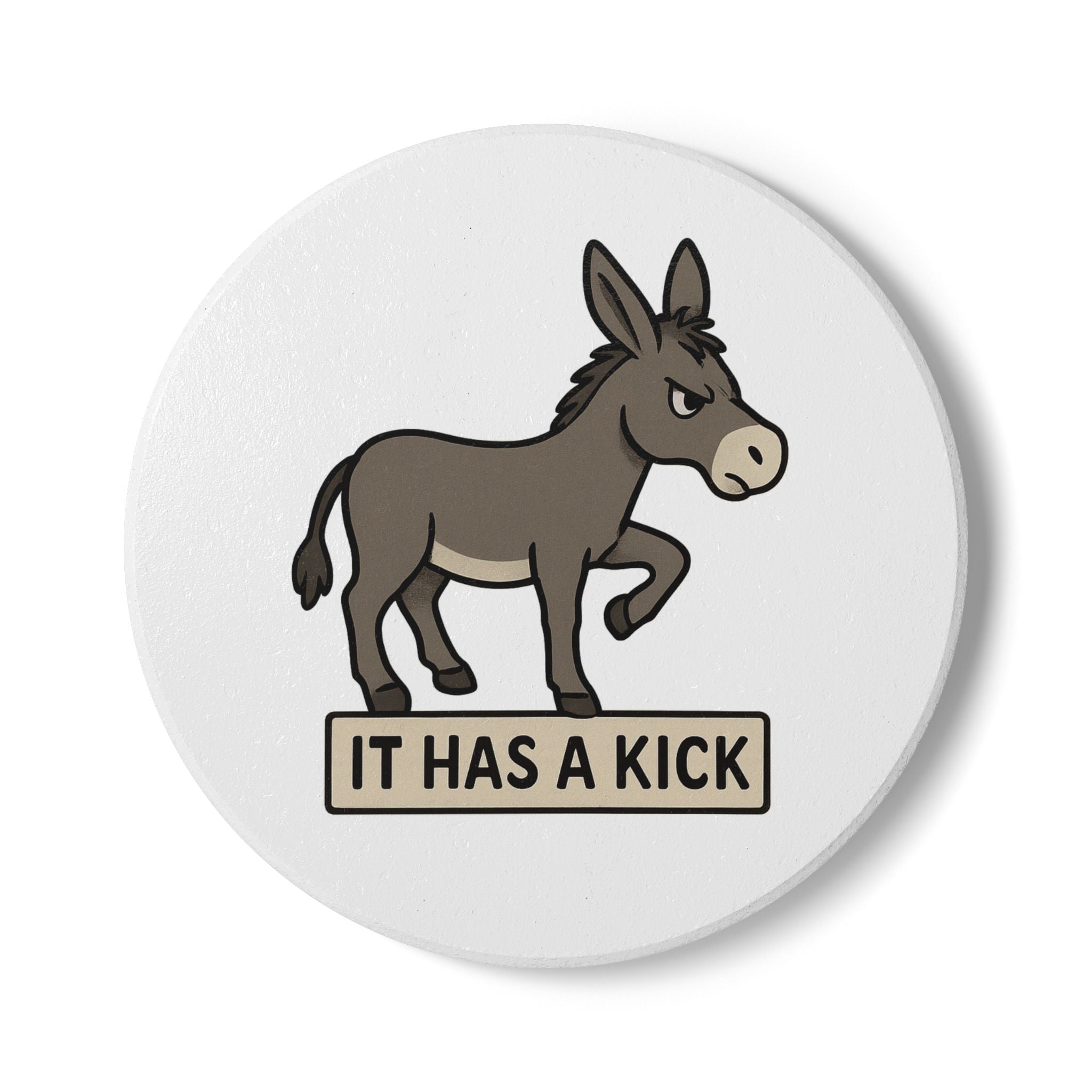 Donkey "It Has a Kick" Ceramic Coaster – Funny Animal Drink Coaster, Cute Farmhouse Kitchen Accessory