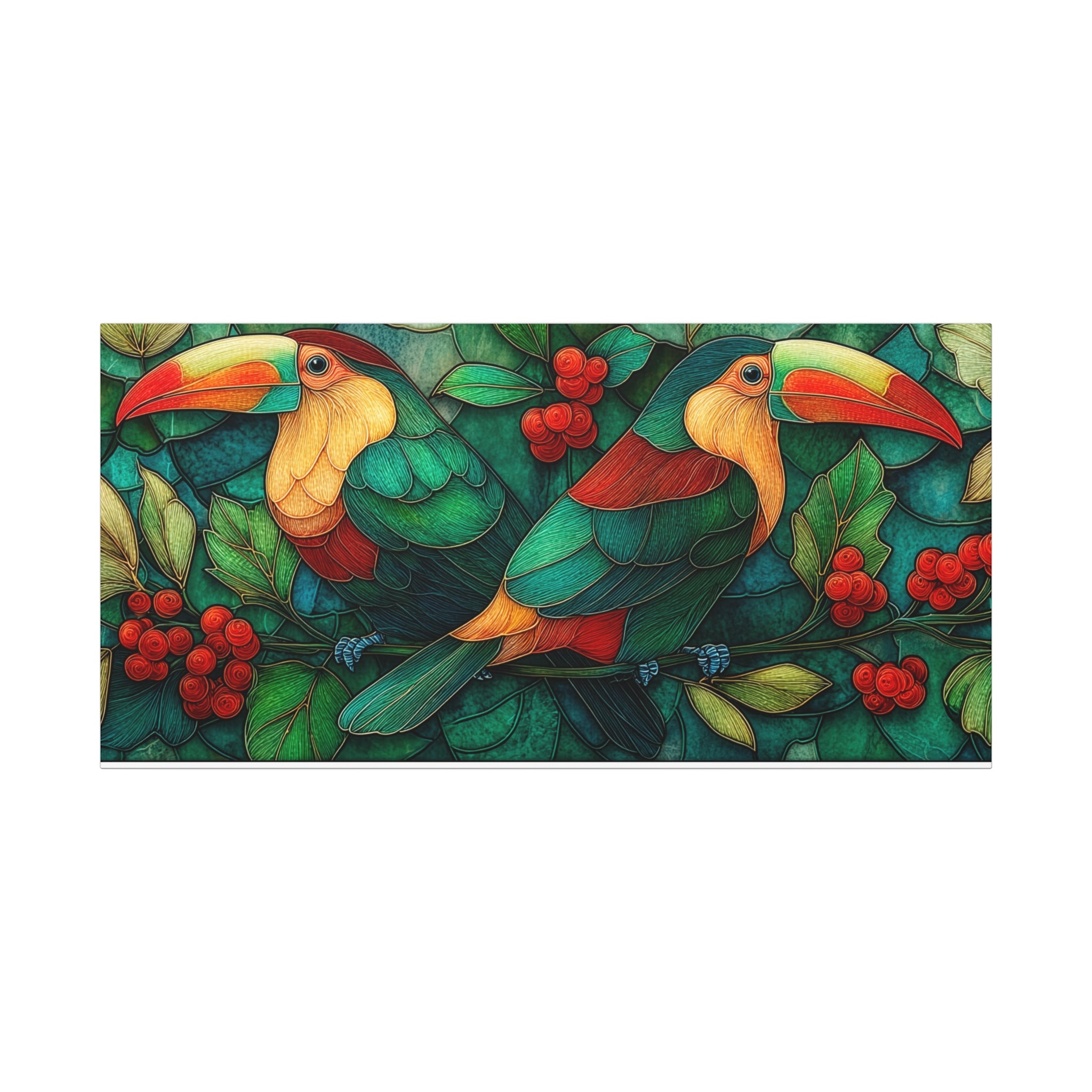 Festive Holliday Tropical Toucan Matte Canvas Wall Art — Stretched 1.25"