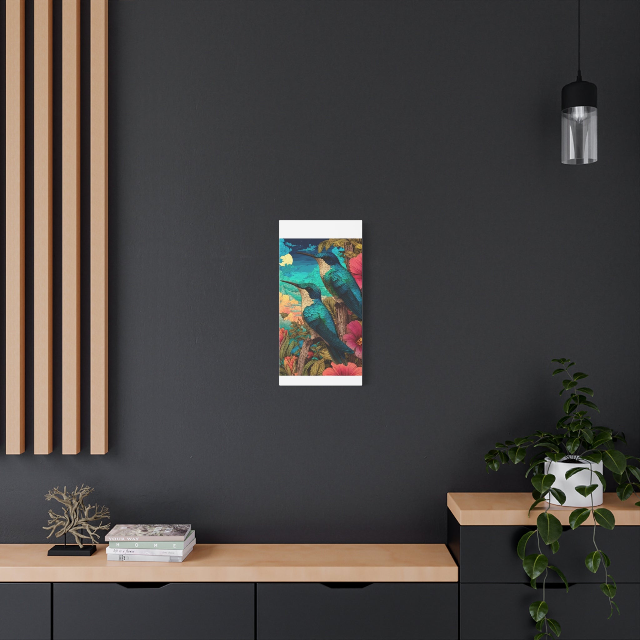 Hummingbird Botanical Canvas Print — Vibrant Tropical Wall Art