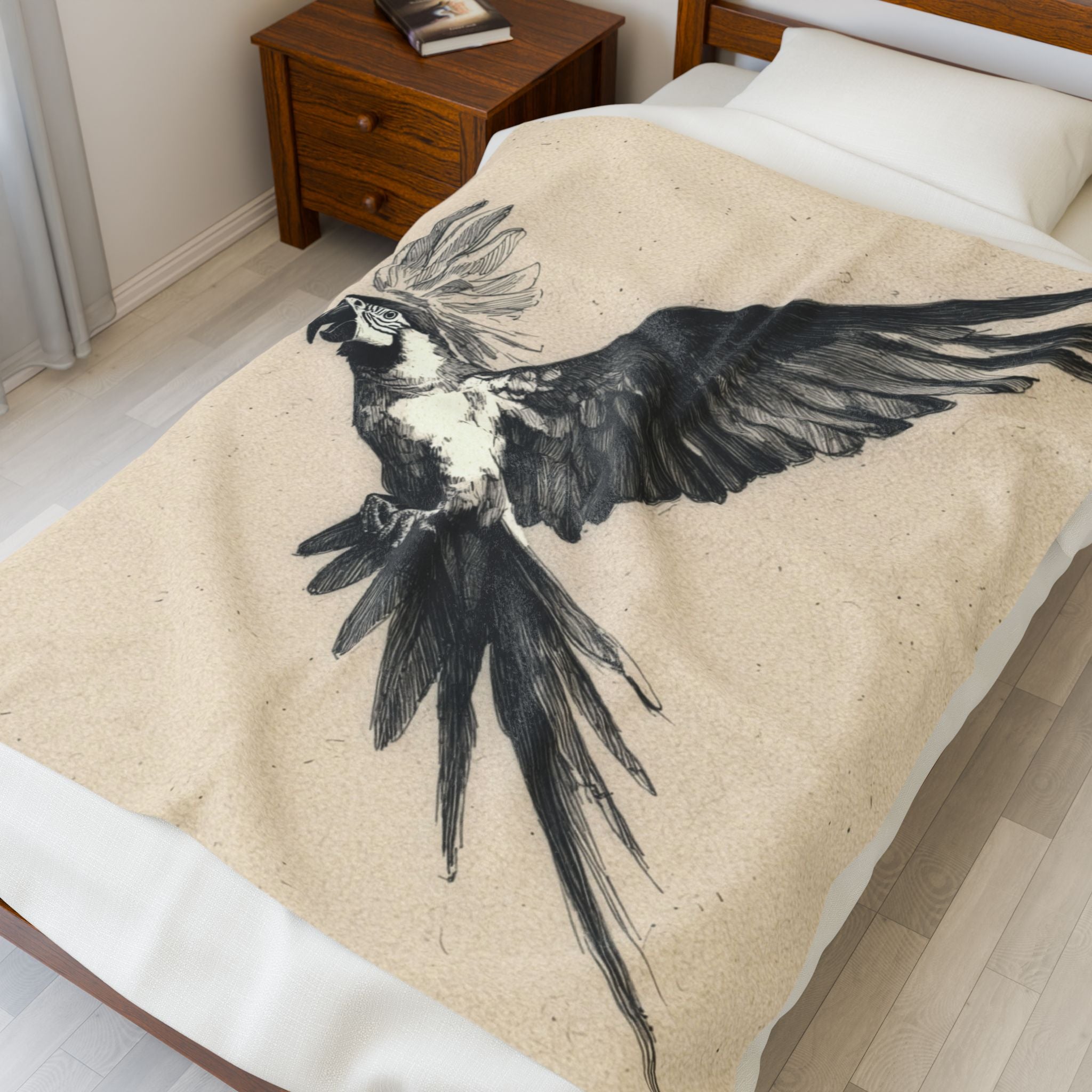 Parrot Flight Velveteen Plush Blanket — Soft Tropical Bird Throw