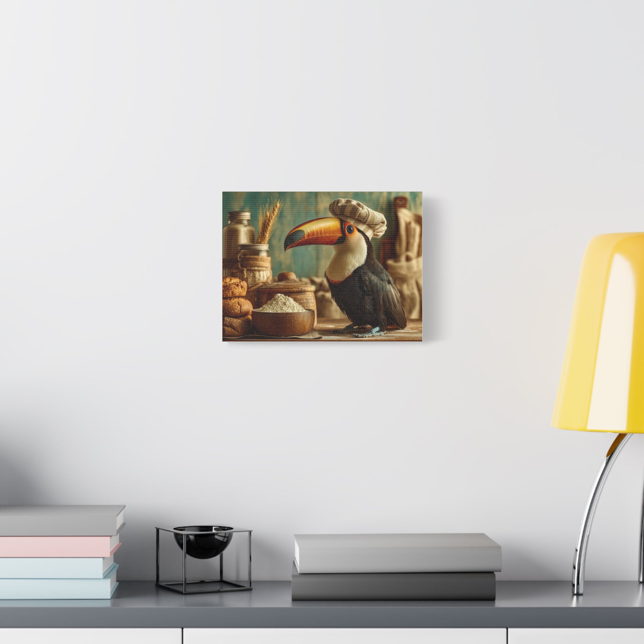 Toucan Baker Canvas Print — Matte Stretched Wall Art for Kitchen Décor