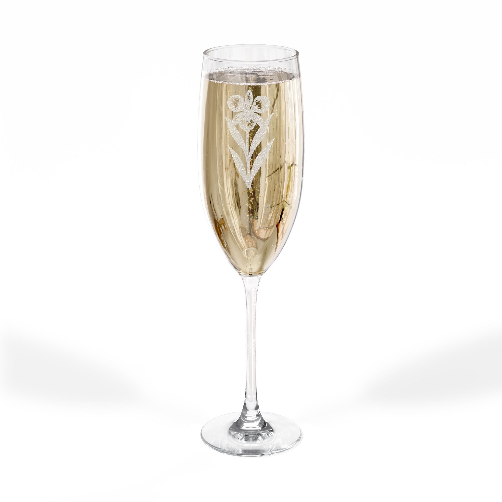 Engraved 8oz Champagne Flute — Elegant Cattleya Trianae Toasting Glass