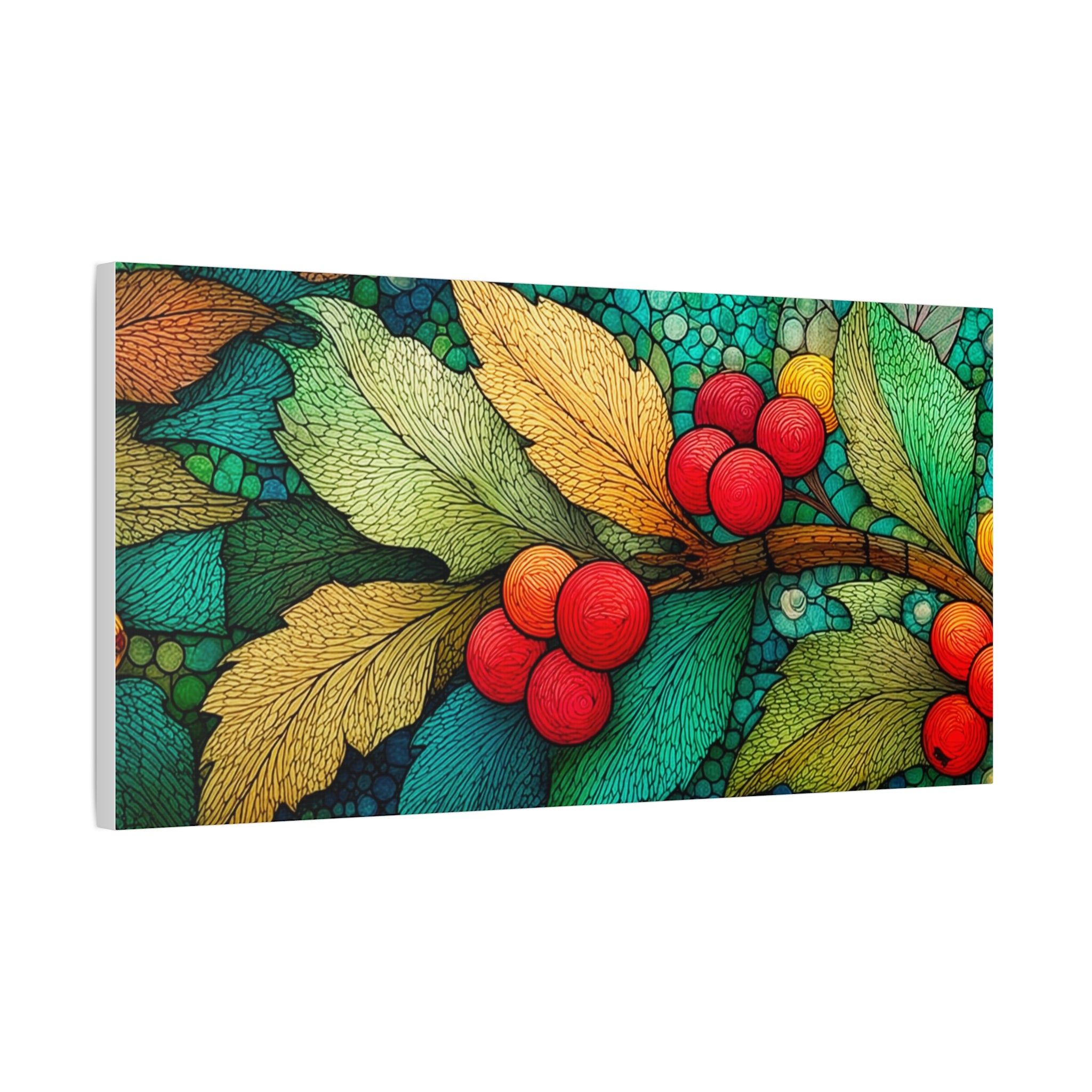 Holiday Berries Matte Canvas Wall Art — Stretched Botanical Print