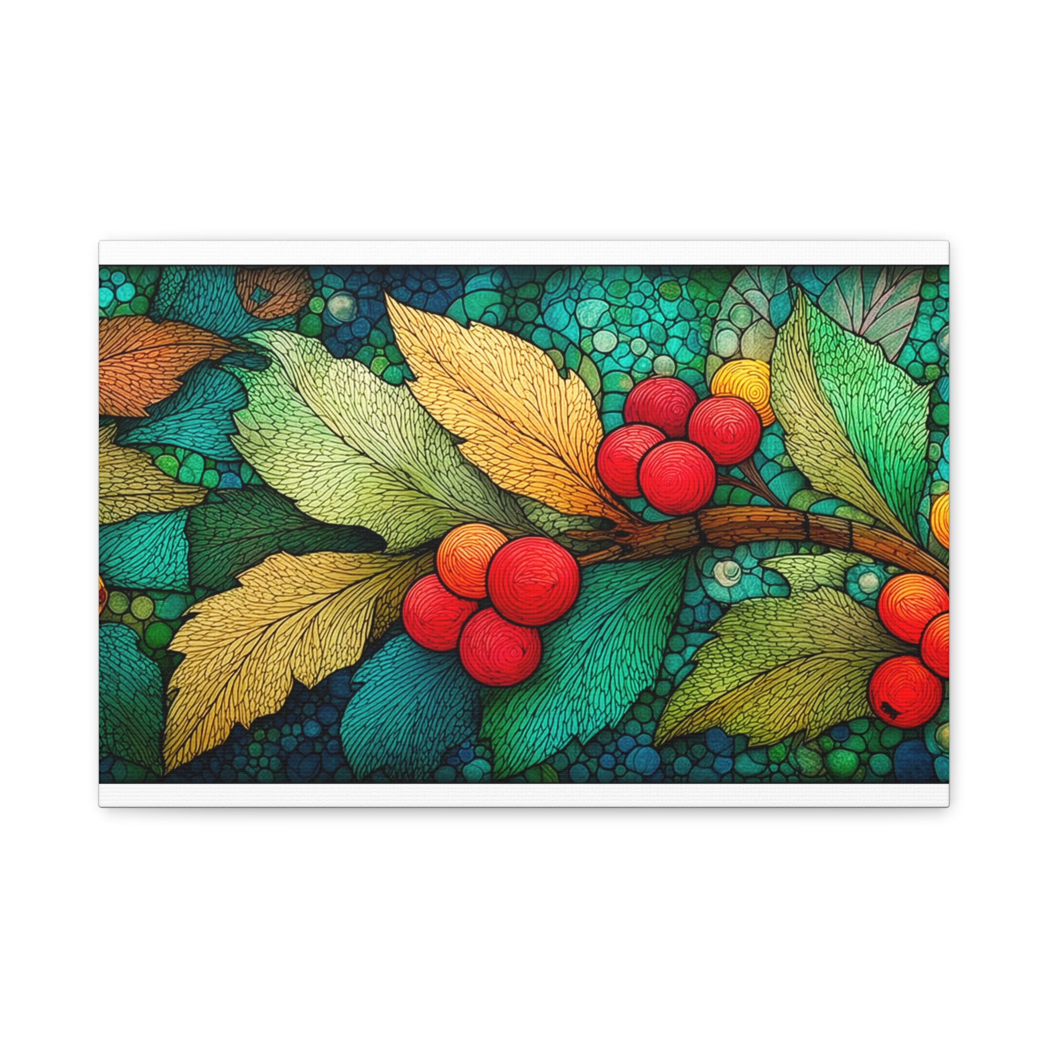 Holiday Berries Matte Canvas Wall Art — Stretched Botanical Print