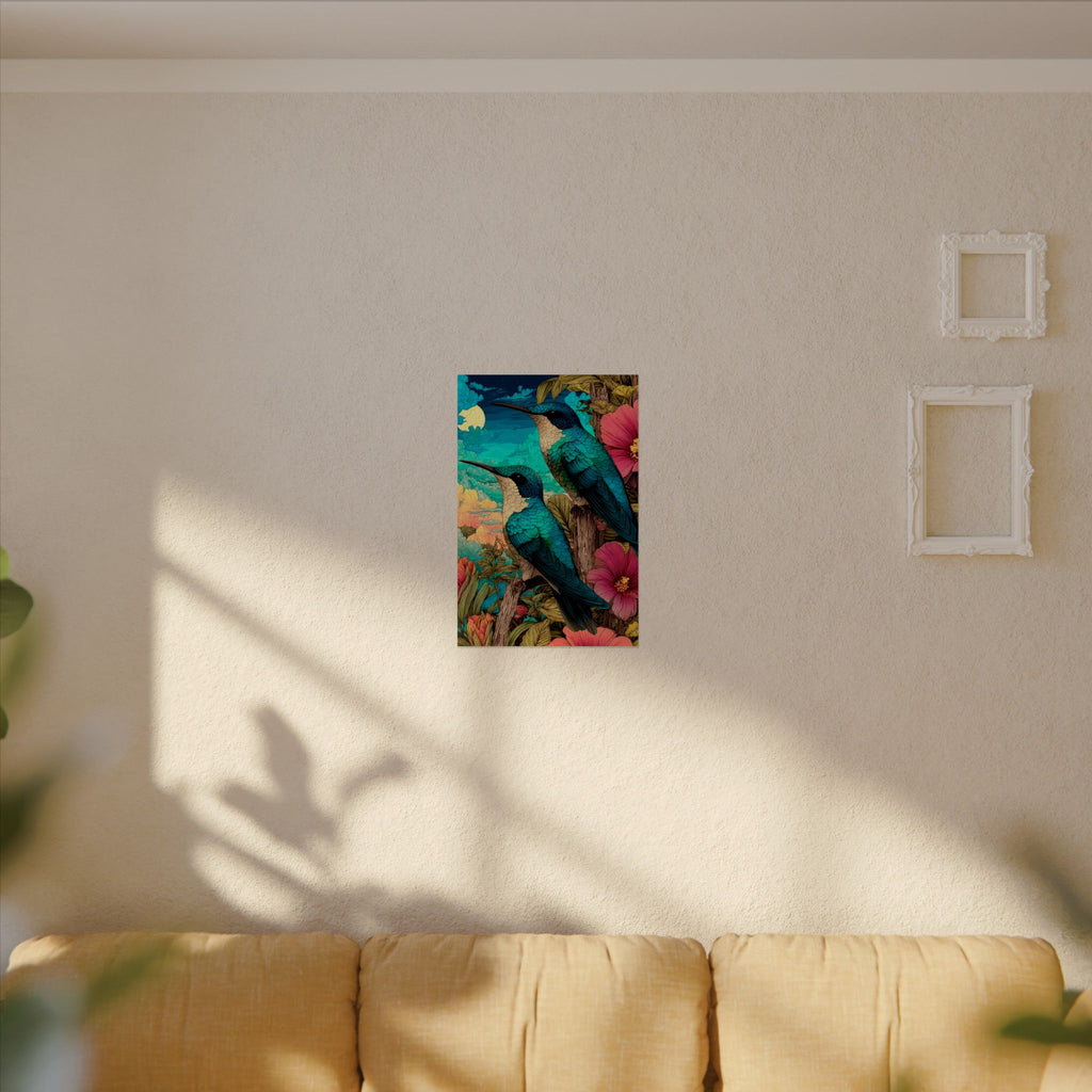 Hummingbird Watercolor Art Poster — Textured Matte Nature Print