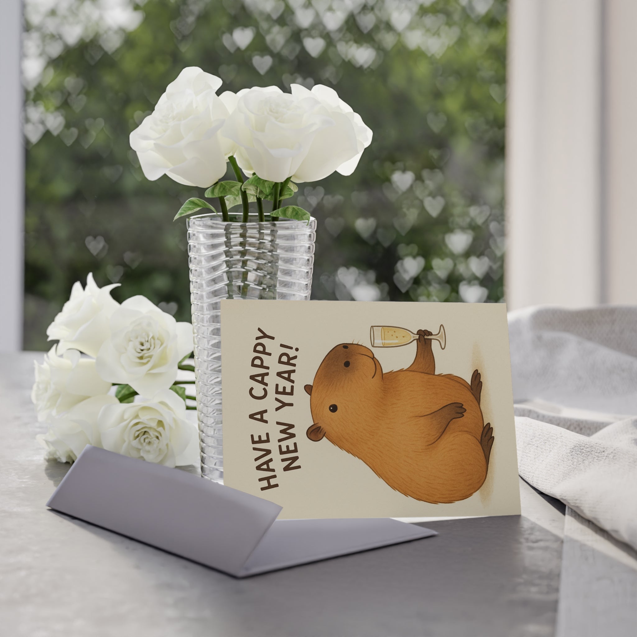Have a Cappy New Year! Cute Capybara New Year Holiday Card