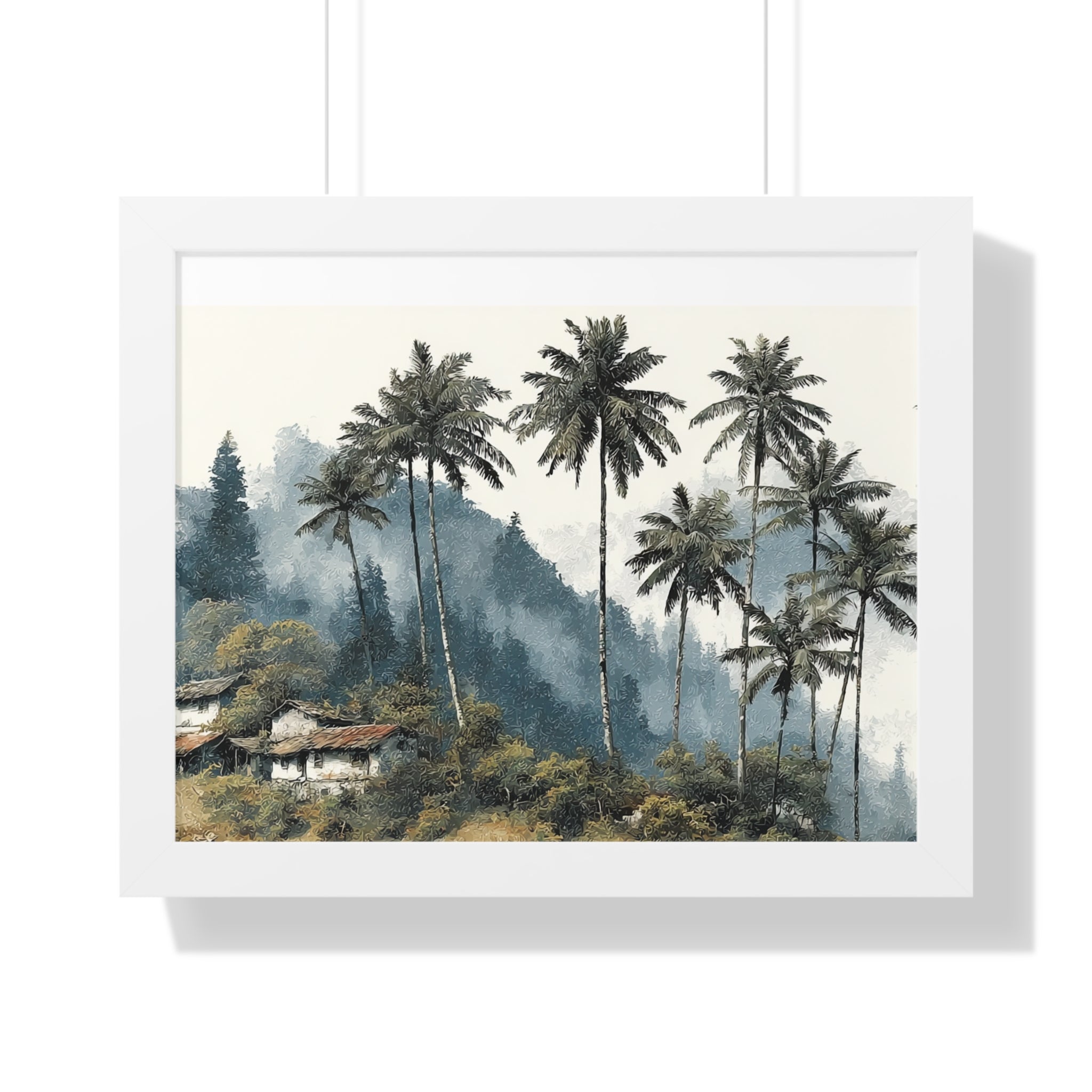Tropical Palm Landscape Framed Poster — Serene Coastal Palm Trees Wall Art