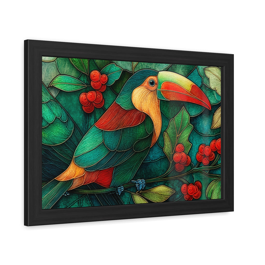 Toucan Jungle Framed Poster — Colorful Tropical Bird Wall Art