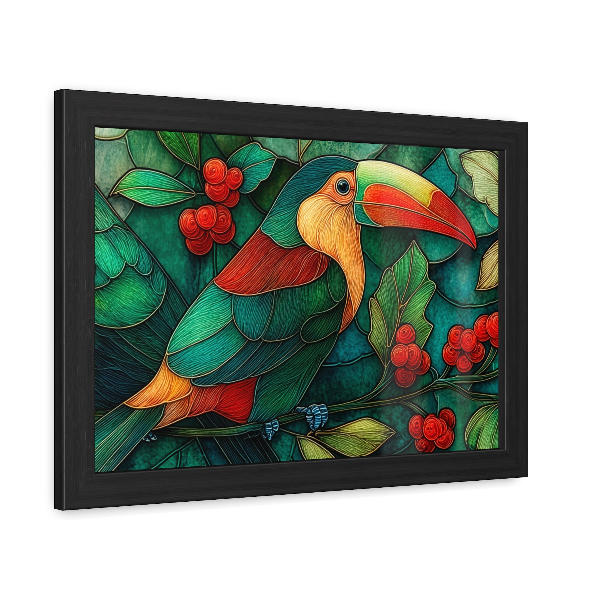 Toucan Jungle Framed Poster — Colorful Tropical Bird Wall Art