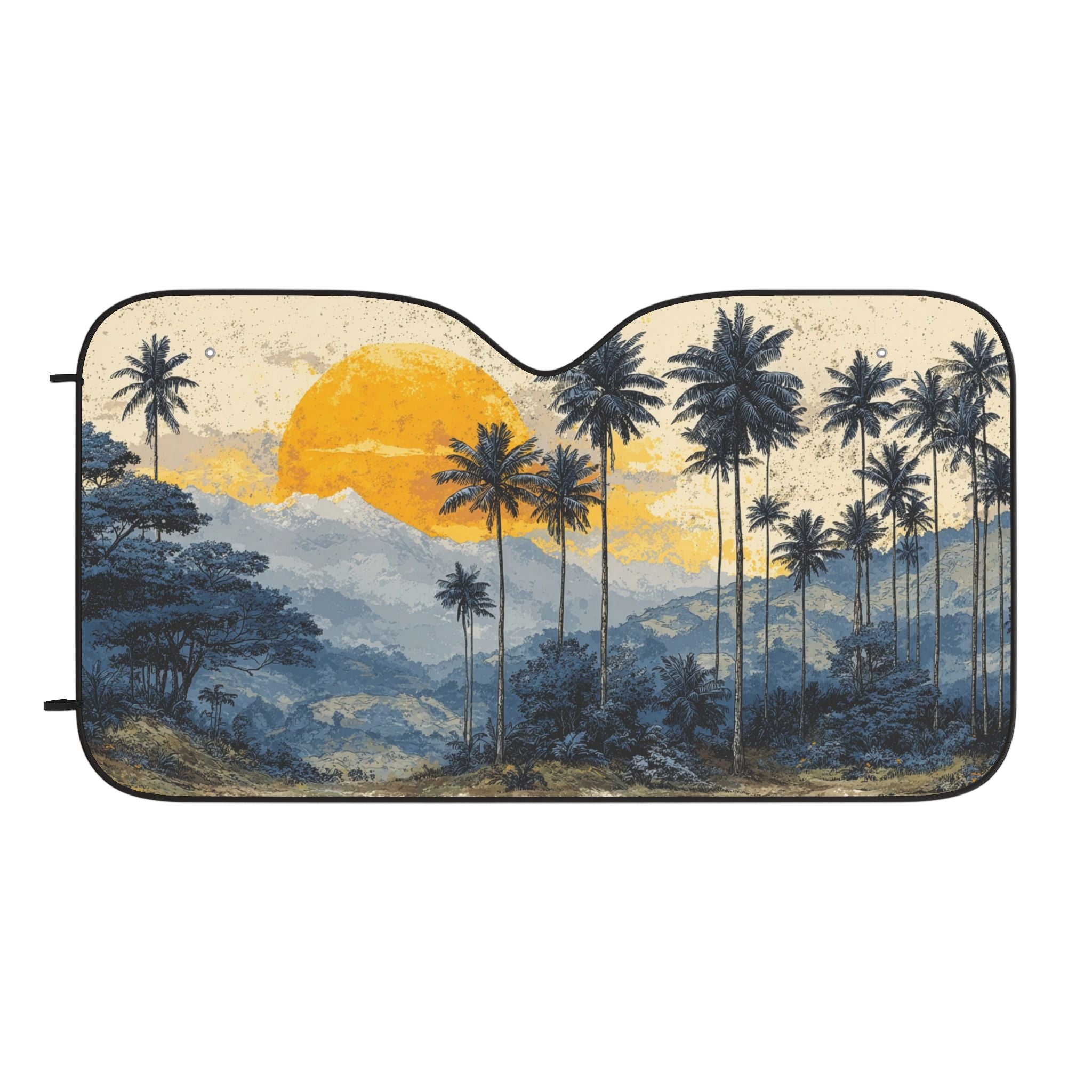 Car Sun Shade — Tropical Palm Sunset Front Windshield Cover