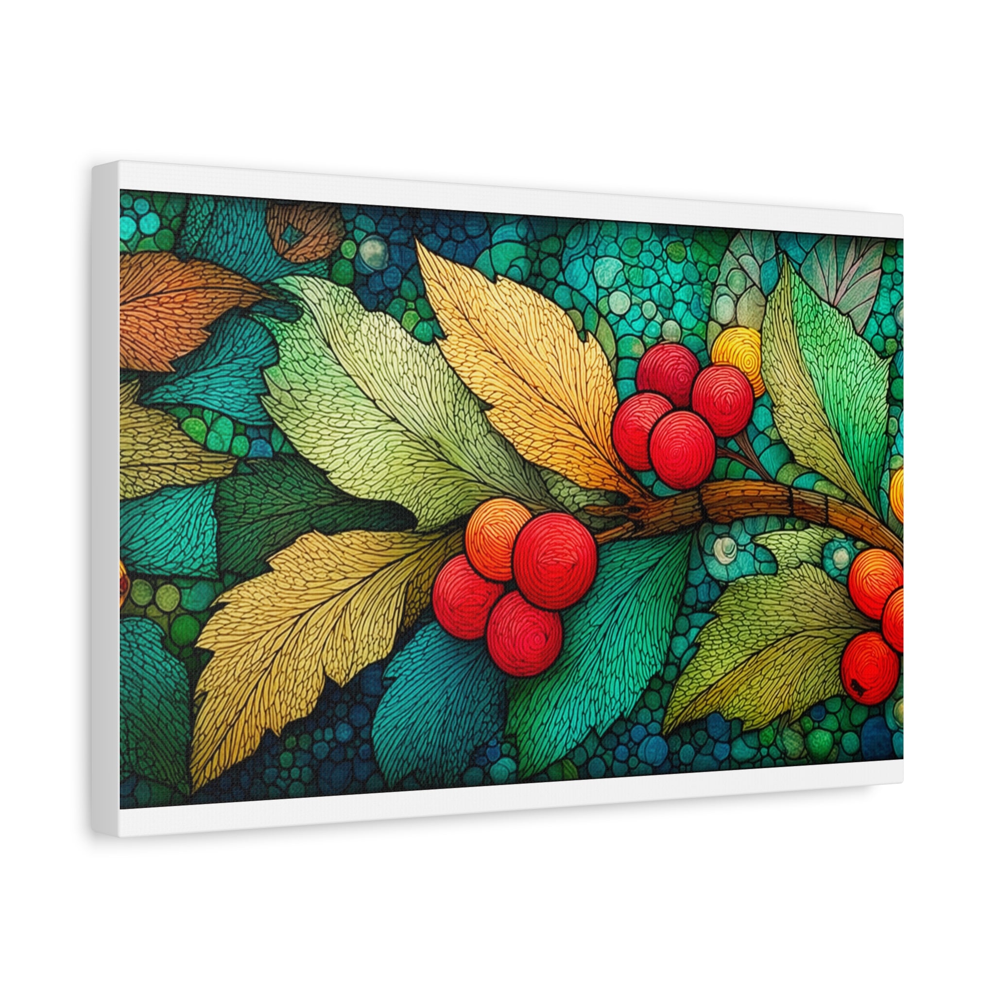 Holiday Berries Matte Canvas Wall Art — Stretched Botanical Print