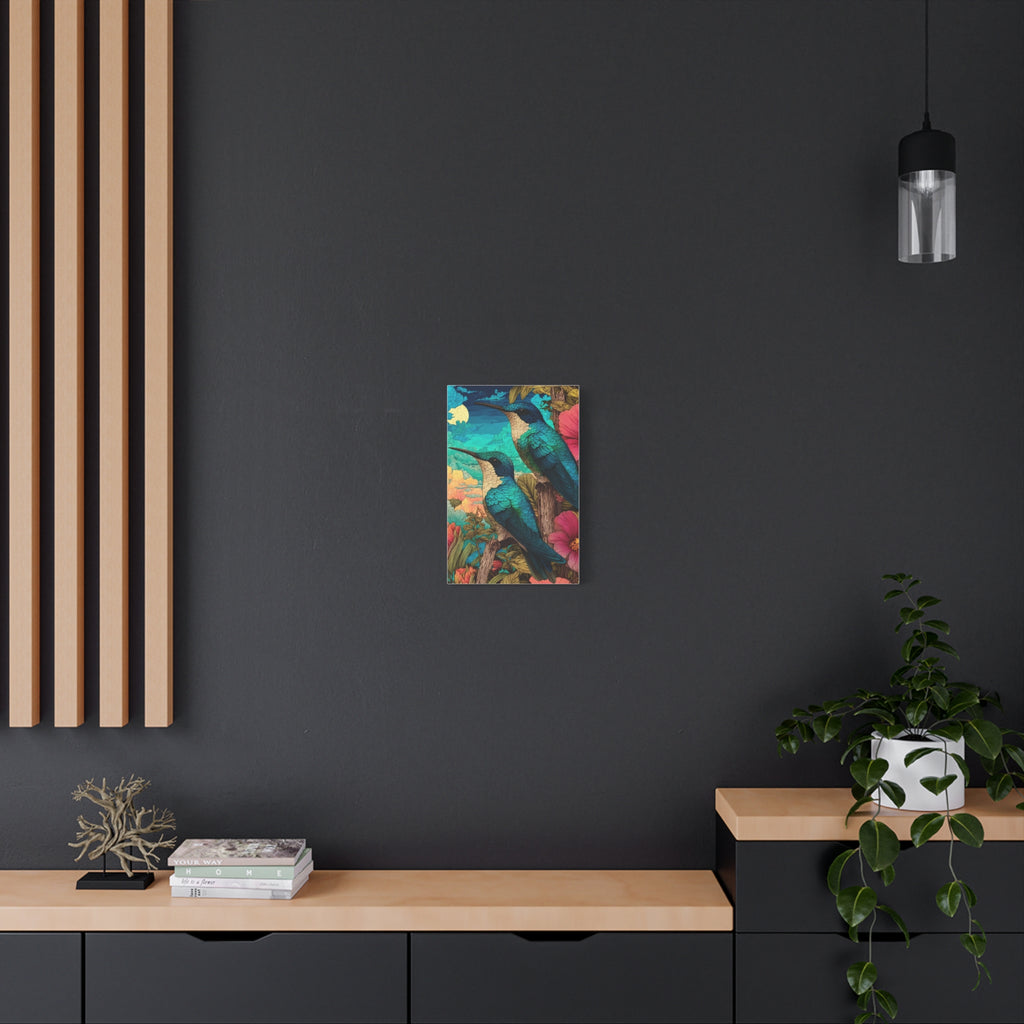 Hummingbird Botanical Canvas Print — Vibrant Tropical Wall Art