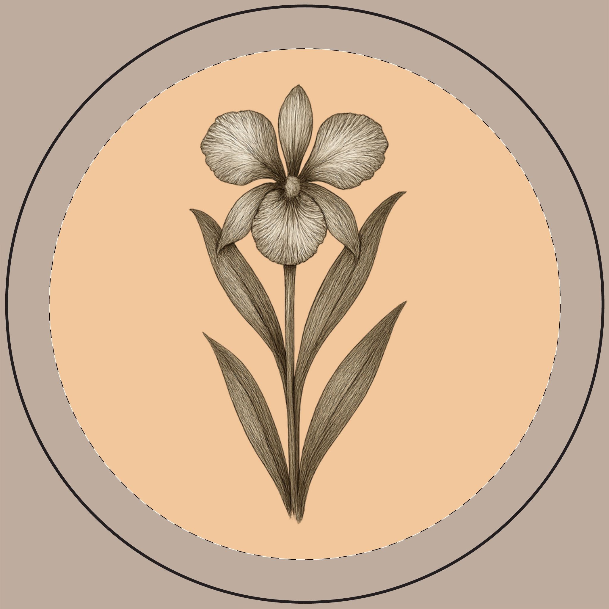 14oz Engraved Soy Candle — Botanical Iris Design, Scented Gift Candle