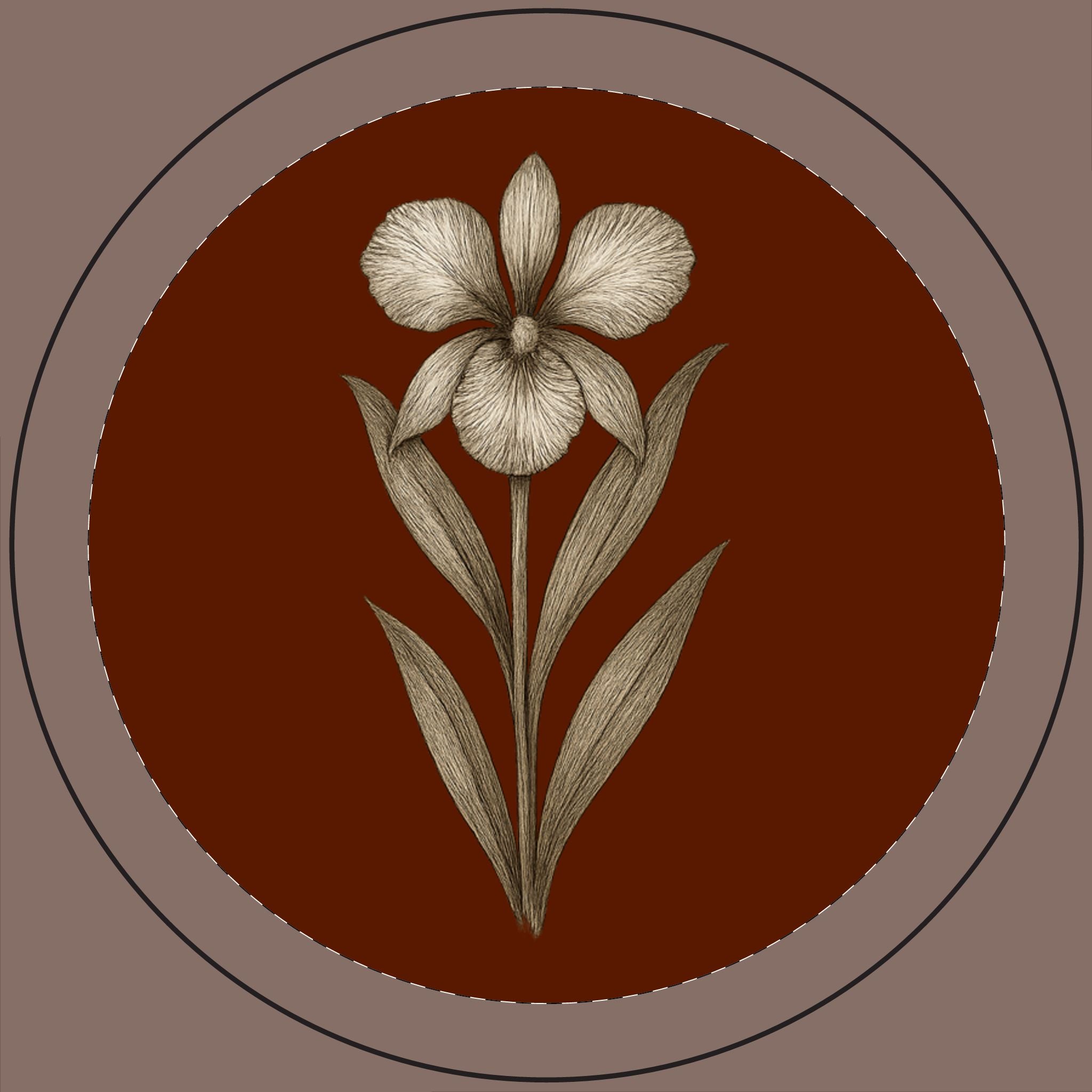 14oz Engraved Soy Candle — Botanical Iris Design, Scented Gift Candle