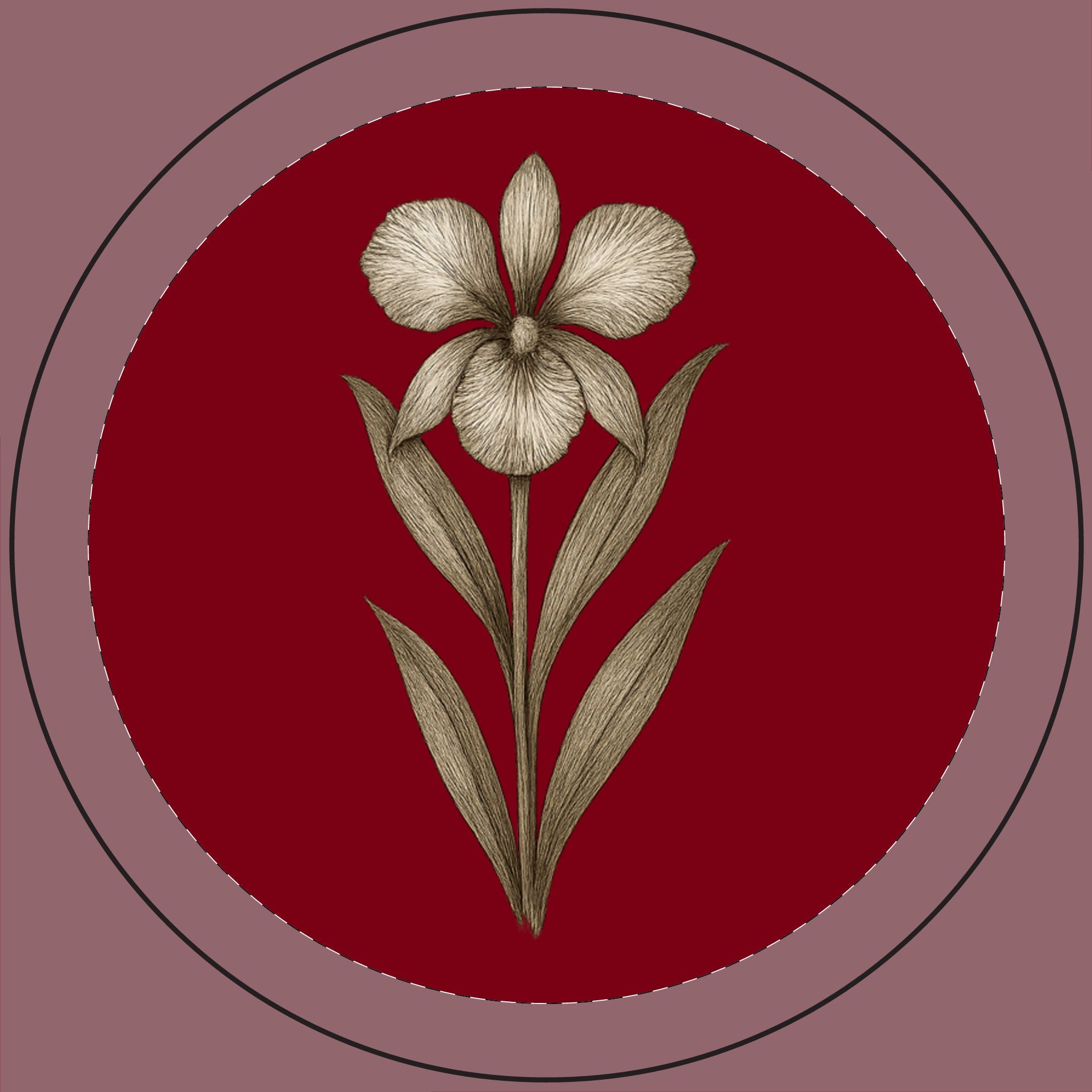 14oz Engraved Soy Candle — Botanical Iris Design, Scented Gift Candle